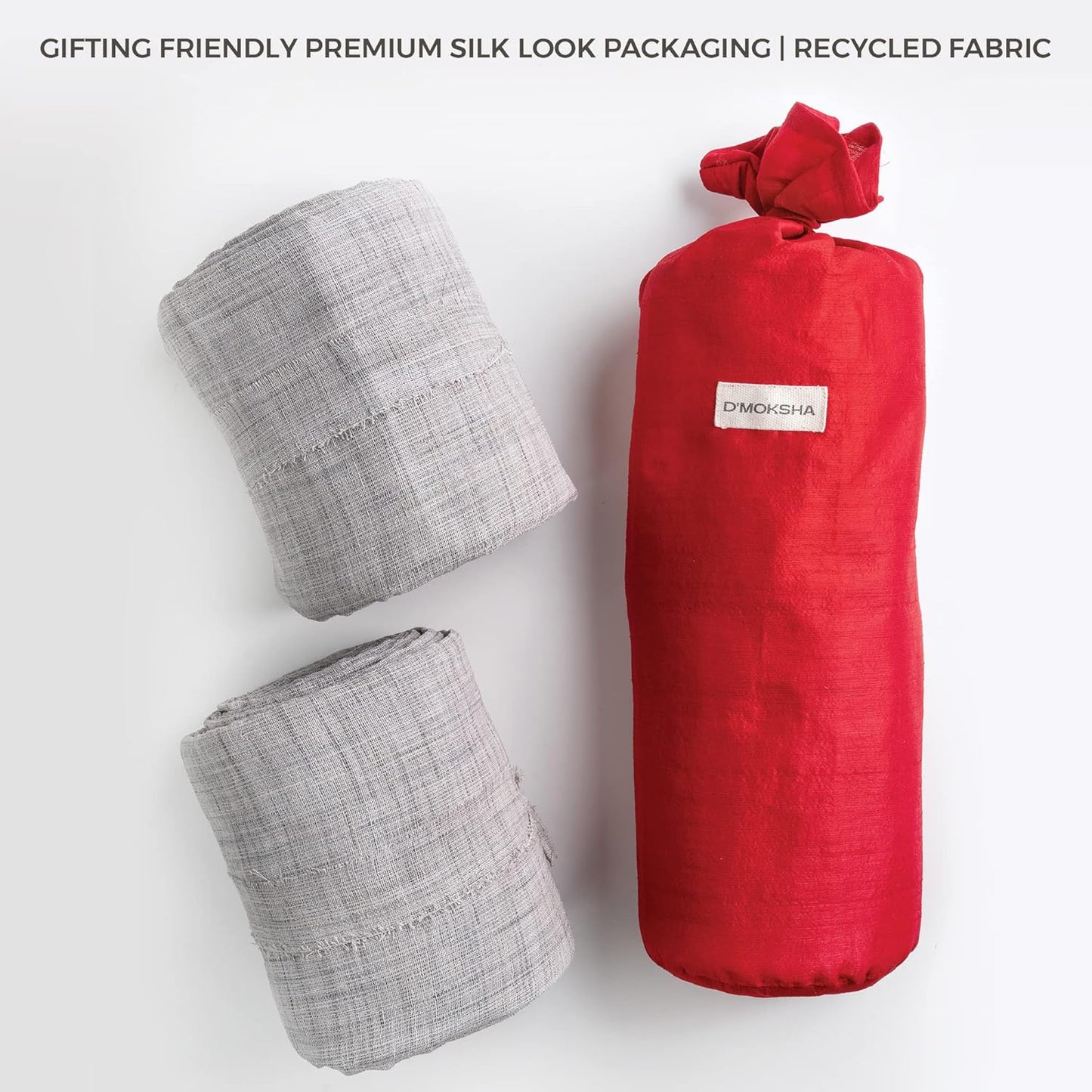 D'Moksha Homes White and Grey Faux Linen Curtains 63 Inches Long - 52 x 63 Inch 2 Panels Light Filtering Rod Pocket Sheer Curtains - Recycled Fabric Faux Jute - Window Treatment for Living Room