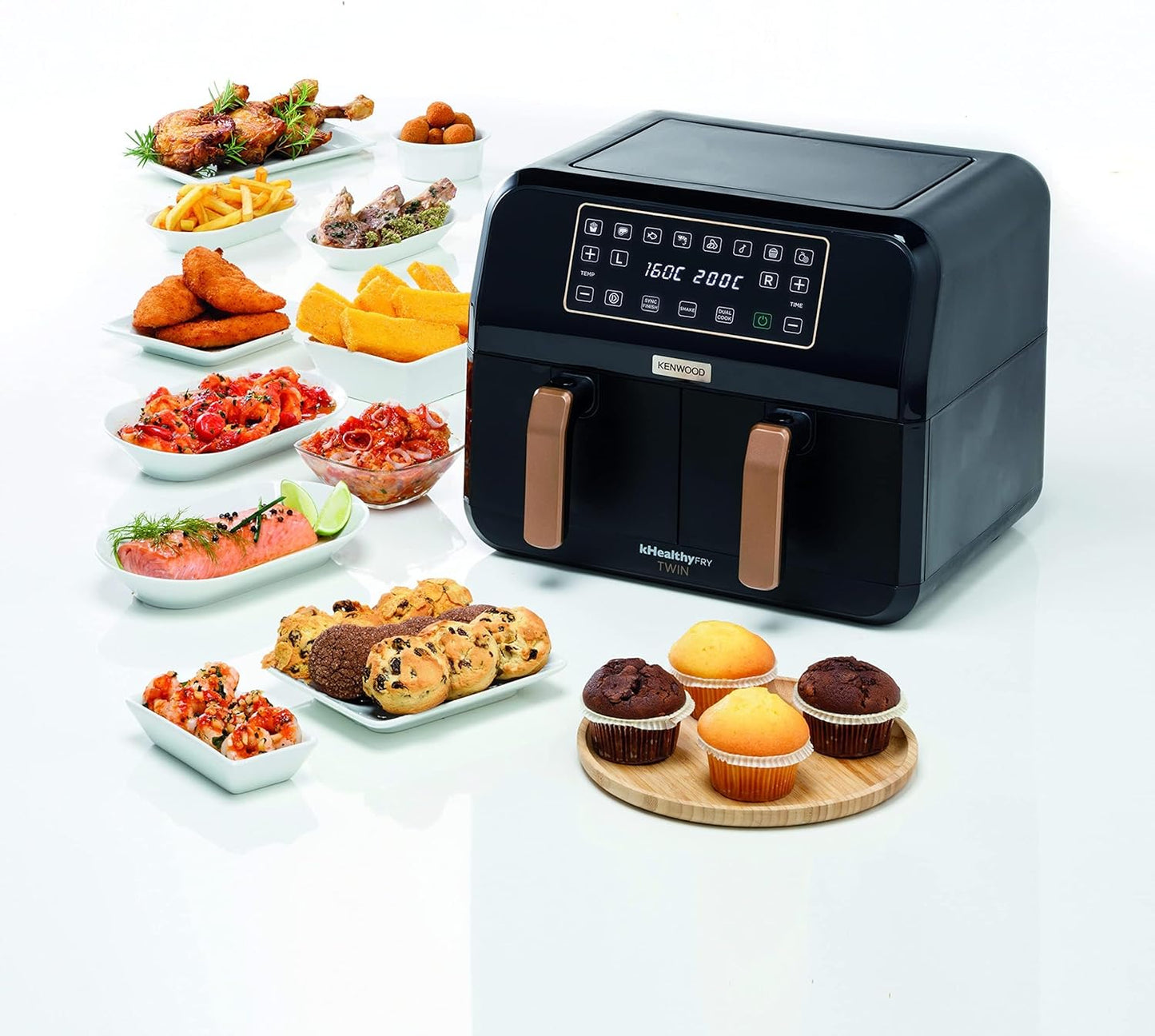 Kenwood 2-in-1 25L Toaster Oven+Air Fryer - Oven Toaster Grill with Large Capacity, Rotisserie Function for Frying, Roasting, Grilling, Broiling, Baking, Browning, Defrosting,Heating MOA25.600BK Black