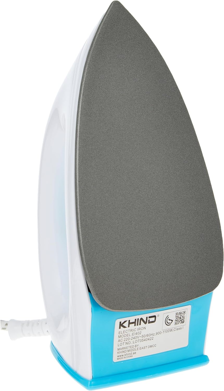 KHIND Steam Iron 1600W - Advanced Temperature Control, Easier Wrinkle Removal, Vertical Steaming, Self-Cleaning, Made in Malaysia, 2-Year Warranty, Non Stick Soleplate. White & Blue - ES1601NN