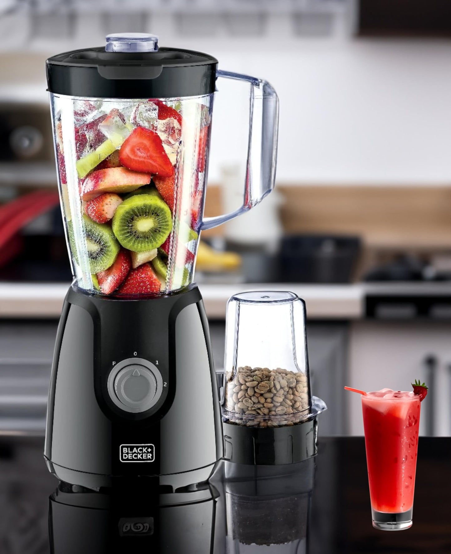 Black+Decker Blender With Grinder Mill Plus Extra Blender Jar Bx430J-B5 - Black, 400 W