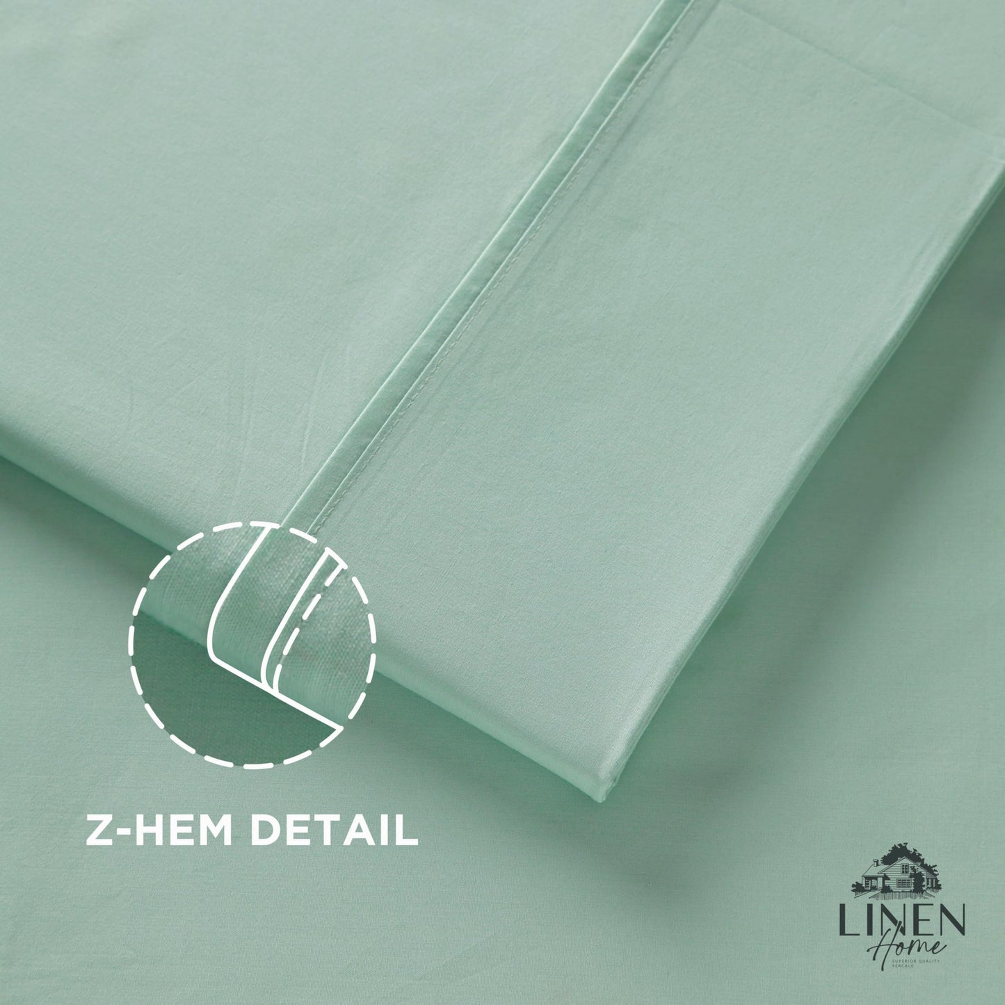 Linen Home 100% Cotton Percale 1 Flat Sheet, King Size - Crisp, Cool and Strong Bed Linen, Luxury Breathable Sheet, Baby Blue