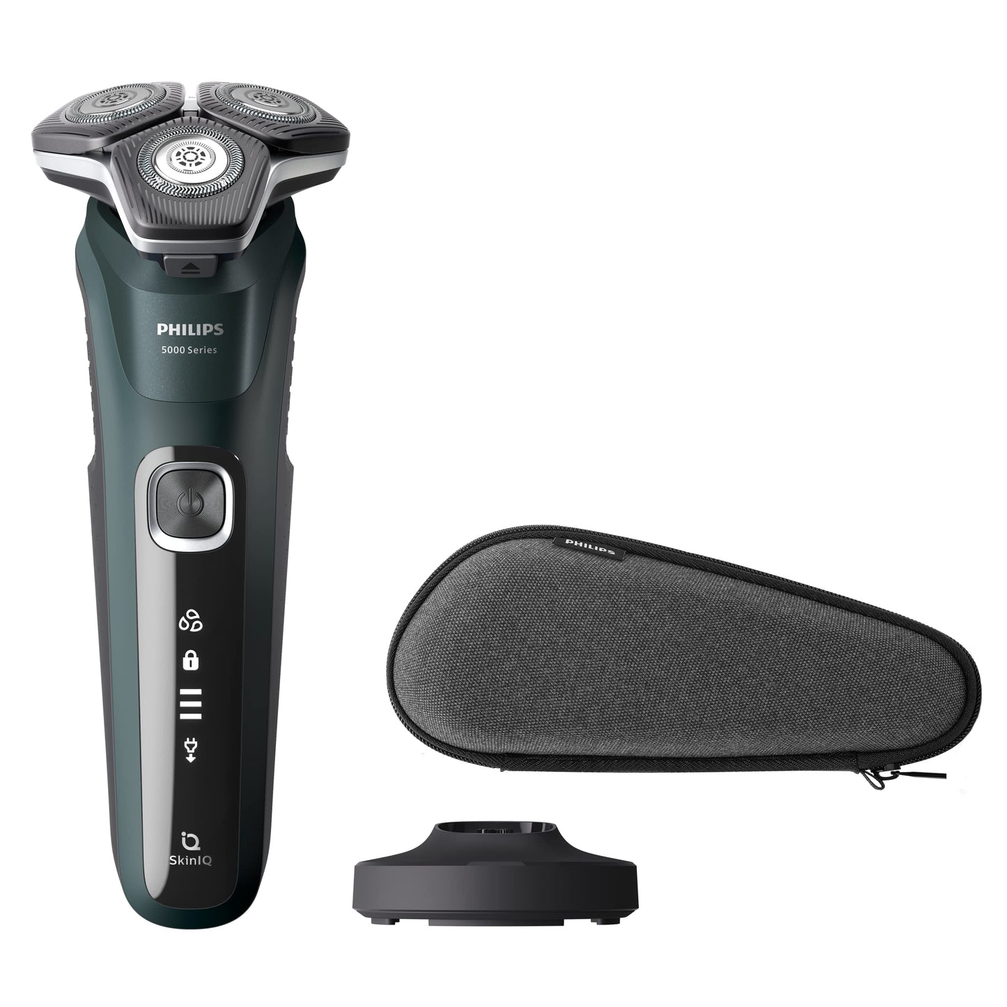 PHILIPS Shaver Series 5000 with Advanced SkinIQ, Wet & Dry Men's Electric Shaver with Integrated Pop-up Trimmer, 60 mins Run Time - S5588/30, Deep Black, [comes with UK Plug]
