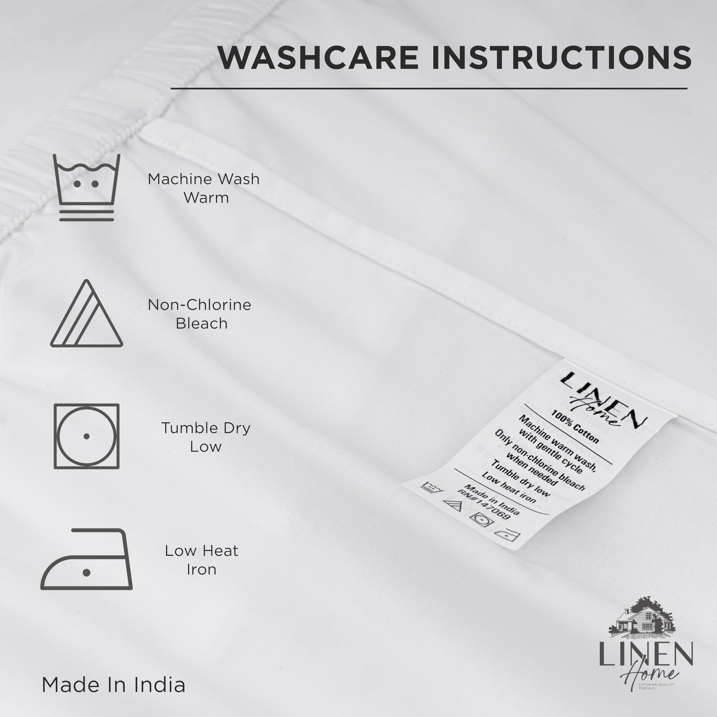 Linen Home 100% Cotton Percale Weave Fitted Sheet, Twin Size, Silver, 1 Deep Pocket Fitted Sheet, Fits Mattress Upto 16" Crisp and Cool Strong Bed Linen, 39"X75"+15"