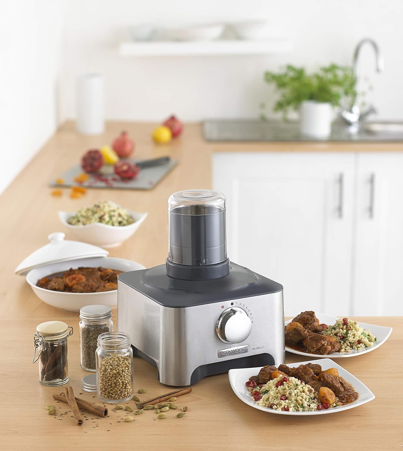 Kenwood Food Processor 1000W Multi-Functional With 3 Stainless Steel Disks, Glass Blender, Chopper Bowl, Grinder Mill, Juicer Extractror, Dual Metal Whisk, Dough Maker, Citrus Juicer Fdm788Ba Silver