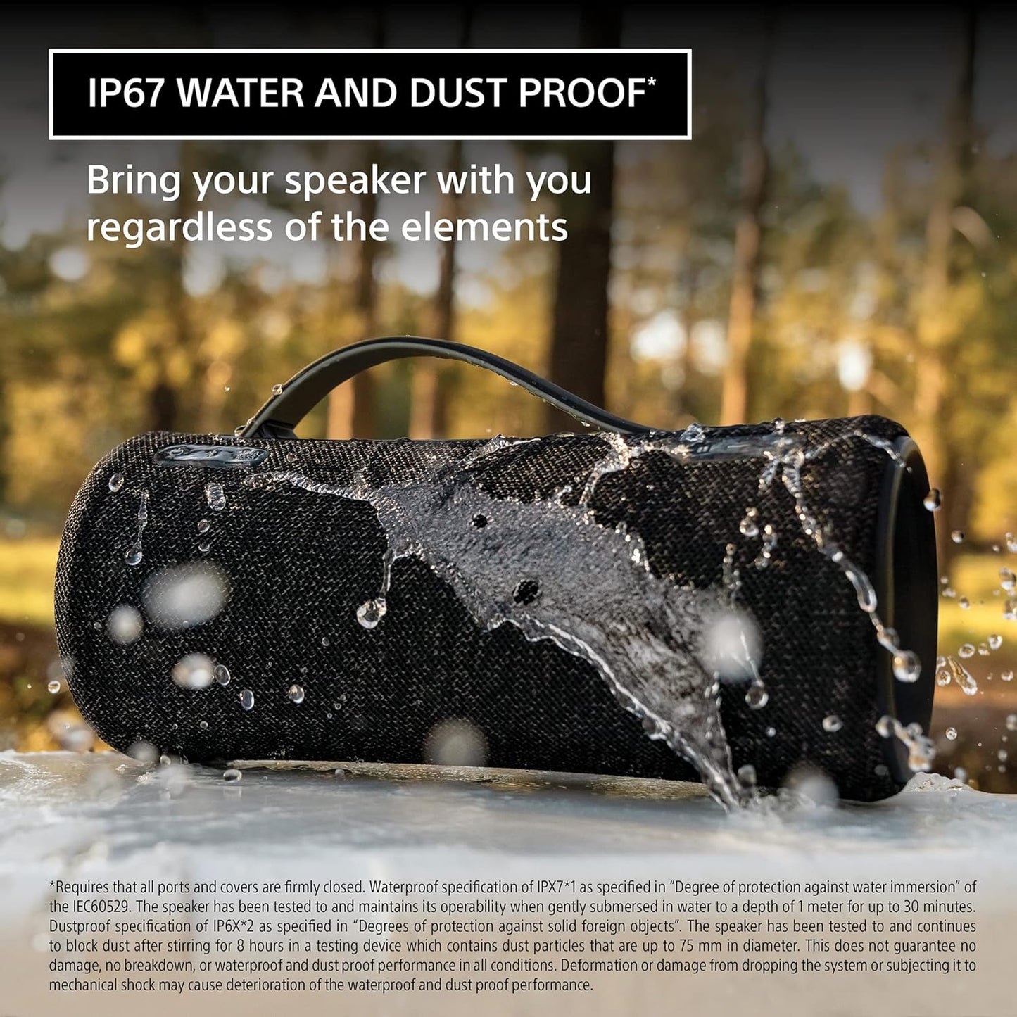 Sony SRS XE200 X Series Wireless Ultra Portable Bluetooth Speaker, IP67 Waterproof, Dustproof and Shockproof with 16 Hour Battery and Easy to Carry Strap, Black, SRSXE200/B,