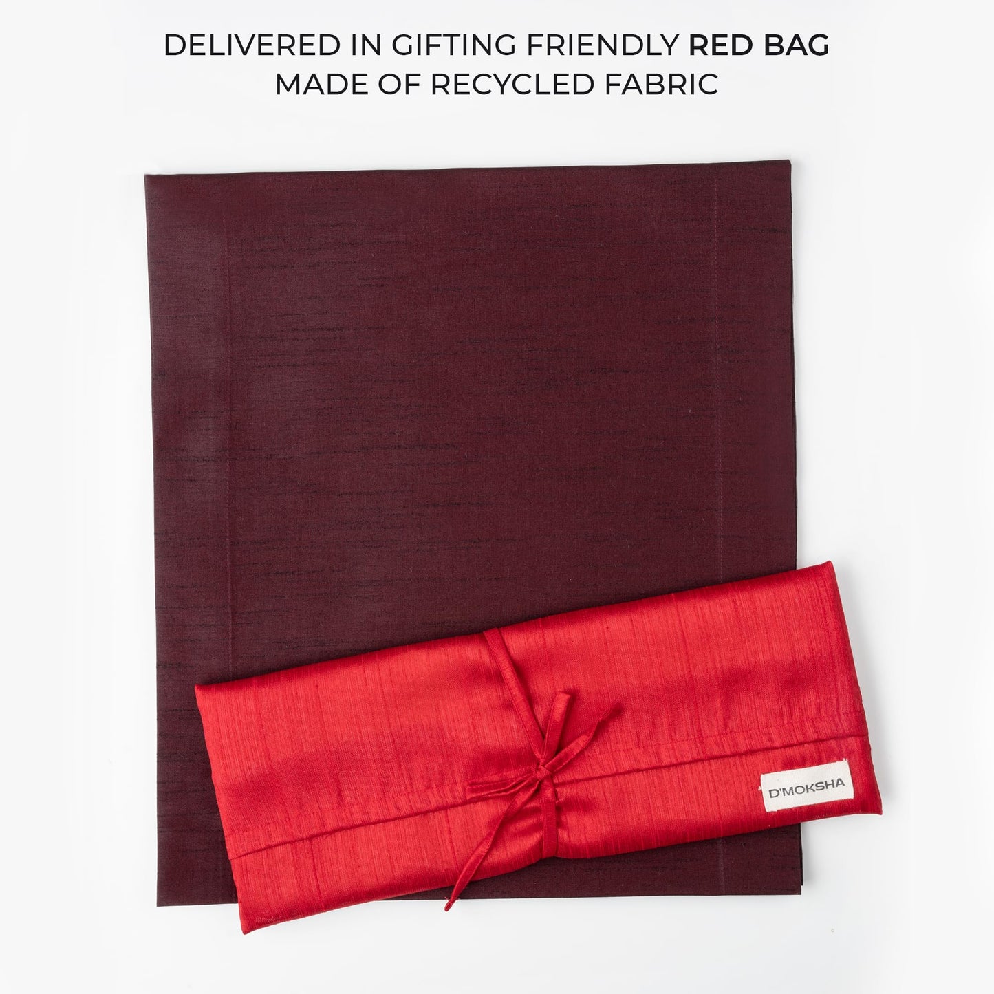 D'Moksha Homes Wine Red Table Runner 14 x 48 Inch - Vegan Silk, Elegant Wine Red Silk Table Runner 48 inch - Machine Washable for Coffee Tables, Fall, Halloween - 100% Cruelty Free, Recycled Fabric