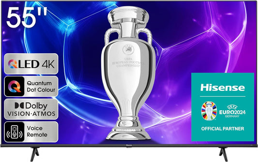 HISENSE QLED Smart TV, 55 Inch E7K with Quantum Dot Colour, Dolby Vision·Atmos, Share to TV, Voice Control and Game Mode VRR ALLM, AI Sports Mode, Youtube, Netflix, Shahid and Anghami,55E7K