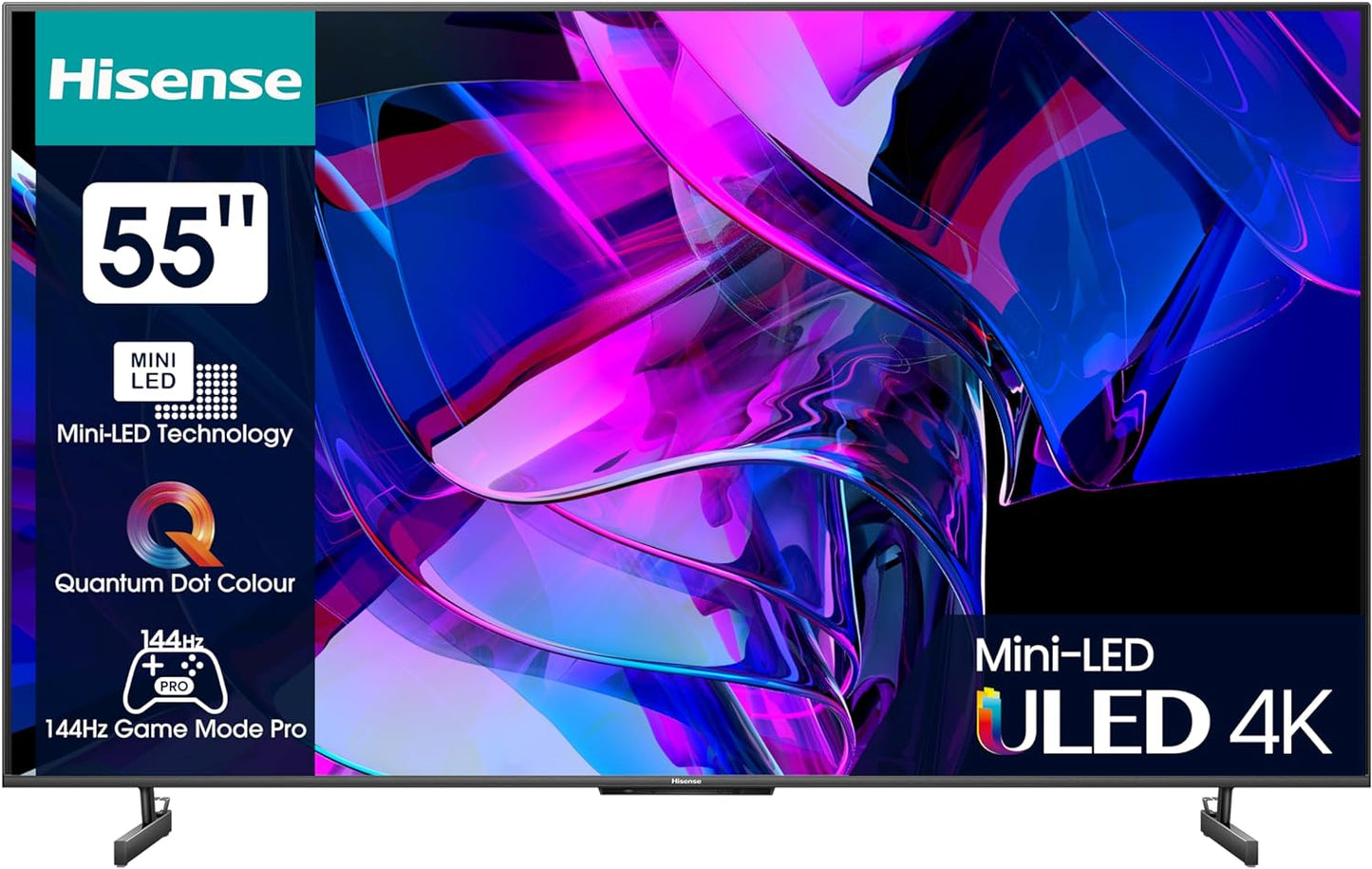 Hisense 55-Inch U7 Series Mini-LED ULED 4K UHD Smart TV (55U7K, 2024 Model) - QLED, Native 144Hz, 1000-Nit, Dolby Vision IQ, Full Array Local Dimming, Game Mode Pro, Alexa Compatibility