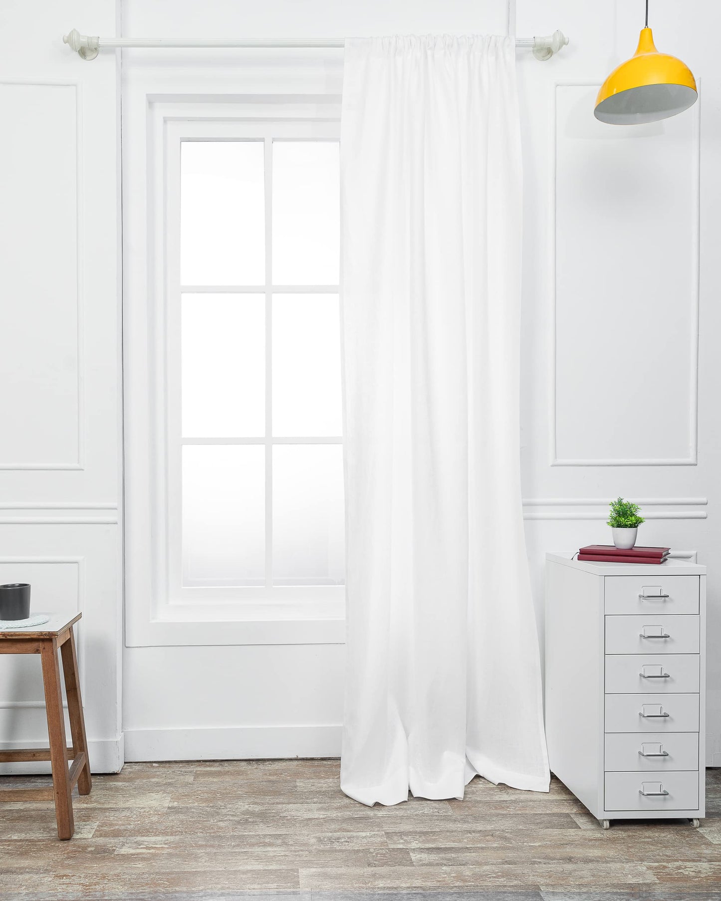 D'Moksha Homes Black Linen Curtain 52 x 96 Inch - Light Filtering Rod Pocket Curtain 96 Inch 1 Panel - 100% Pure Linen European Flax Window Treatment Panel for Living Room, Bedroom