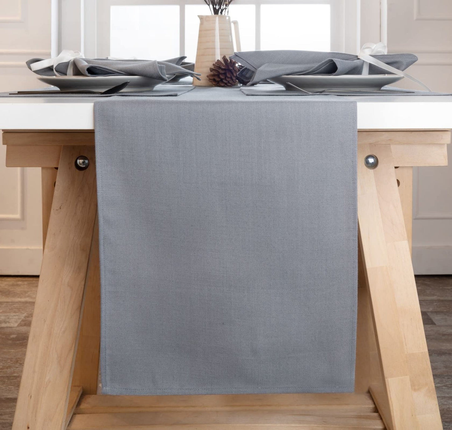 D'Moksha Homes Dusty Pink Table Runner 13 x 108 Inch - Faux Linen Table Runner 108 Inches Long - Wrinkle Resistant, Machine Washable for Fall, Halloween - 100% Recycled Fabric