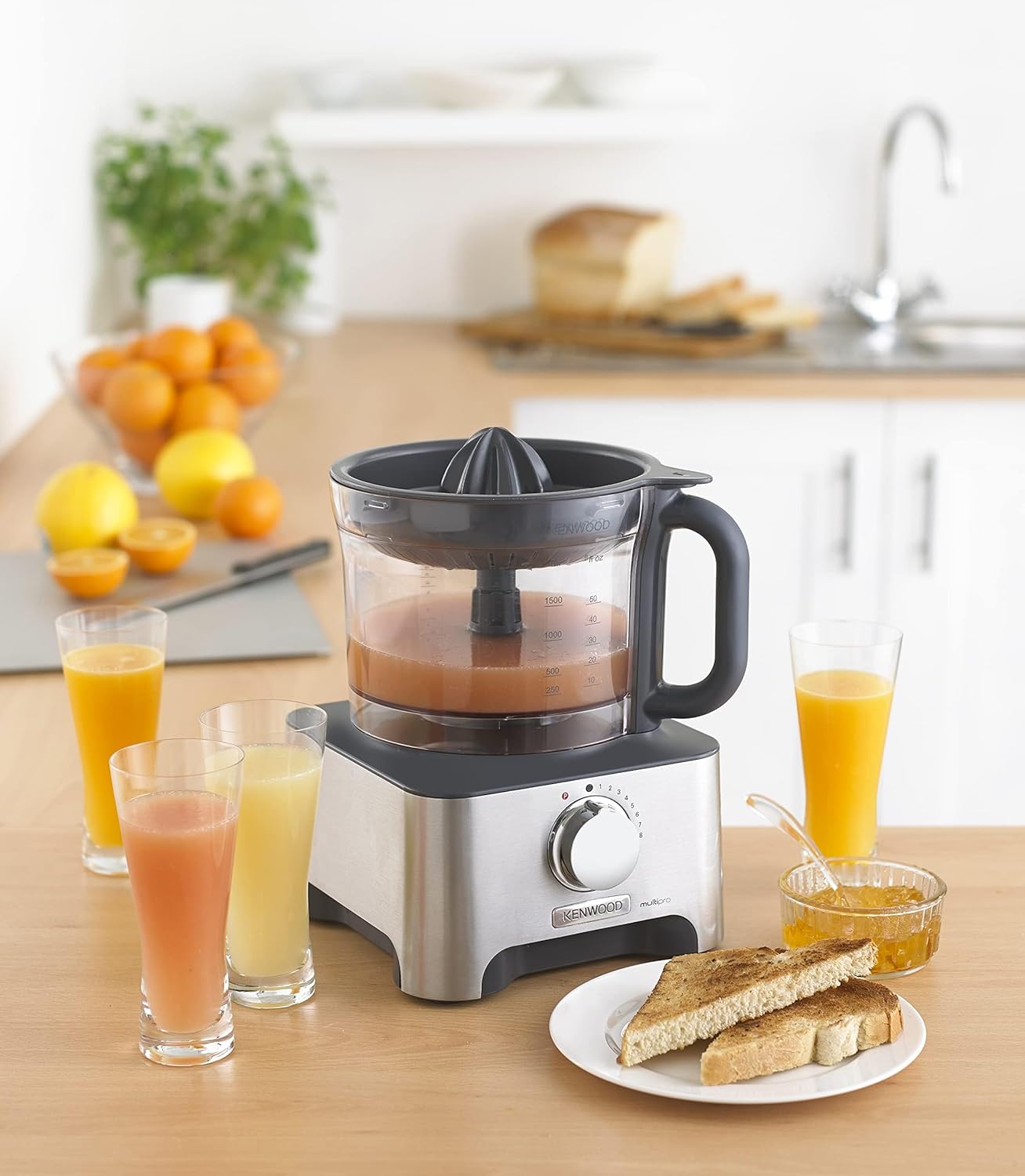 Kenwood Food Processor 1000W Multi-Functional With 3 Stainless Steel Disks, Glass Blender, Chopper Bowl, Grinder Mill, Juicer Extractror, Dual Metal Whisk, Dough Maker, Citrus Juicer Fdm788Ba Silver