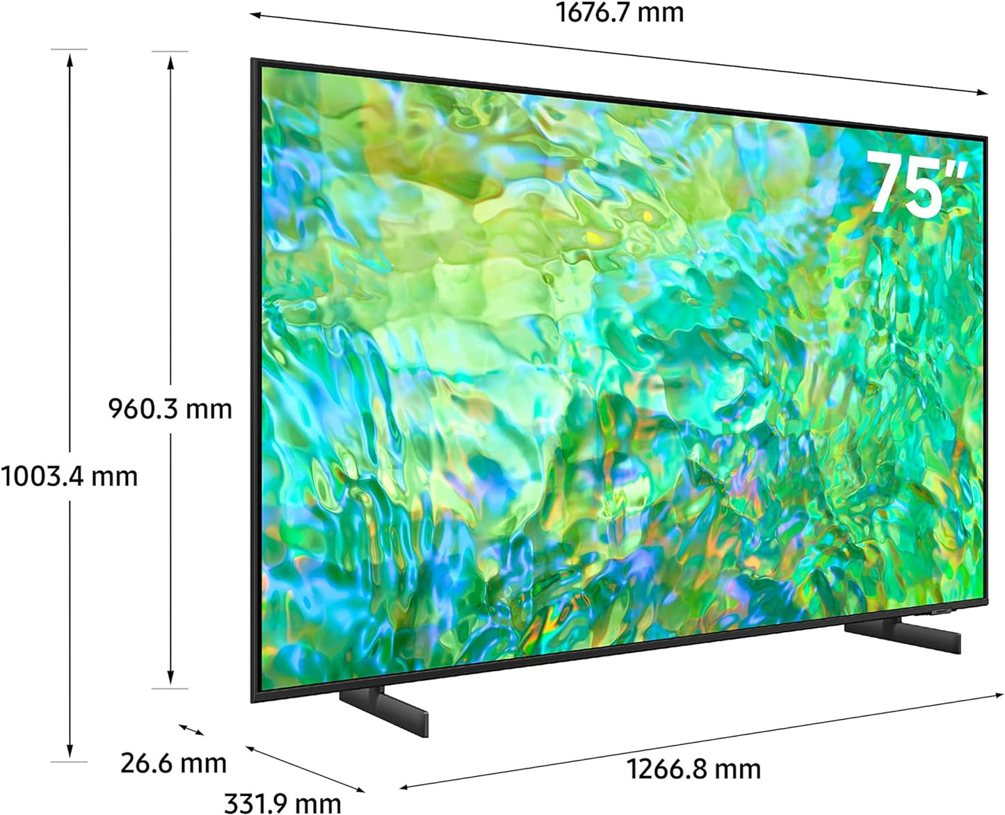 Samsung 75 Inch TV Crystal UHD 4K Crystal Processor 4K Airslim Dynamic Crystal Color - UA75CU8000UXZN (2023 Model)