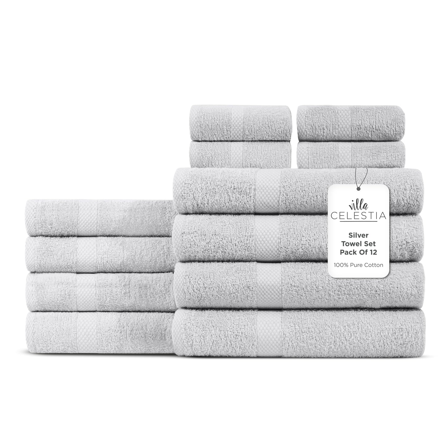 600 GSM 100% Cotton Bath Towels, Grey, Set of 4, Highly Absorbent, Plush, Soft, Quick Dry, 4 Pieces Combed Cotton Luxury Towels for Hotels, Spa, Salon, Bathroom, Dorm, Pack of 4