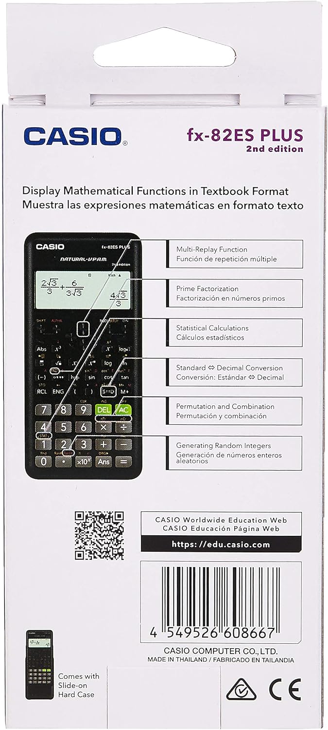 Casio FX82ES Plus Black Display Scientific Calculator with 252 Functions