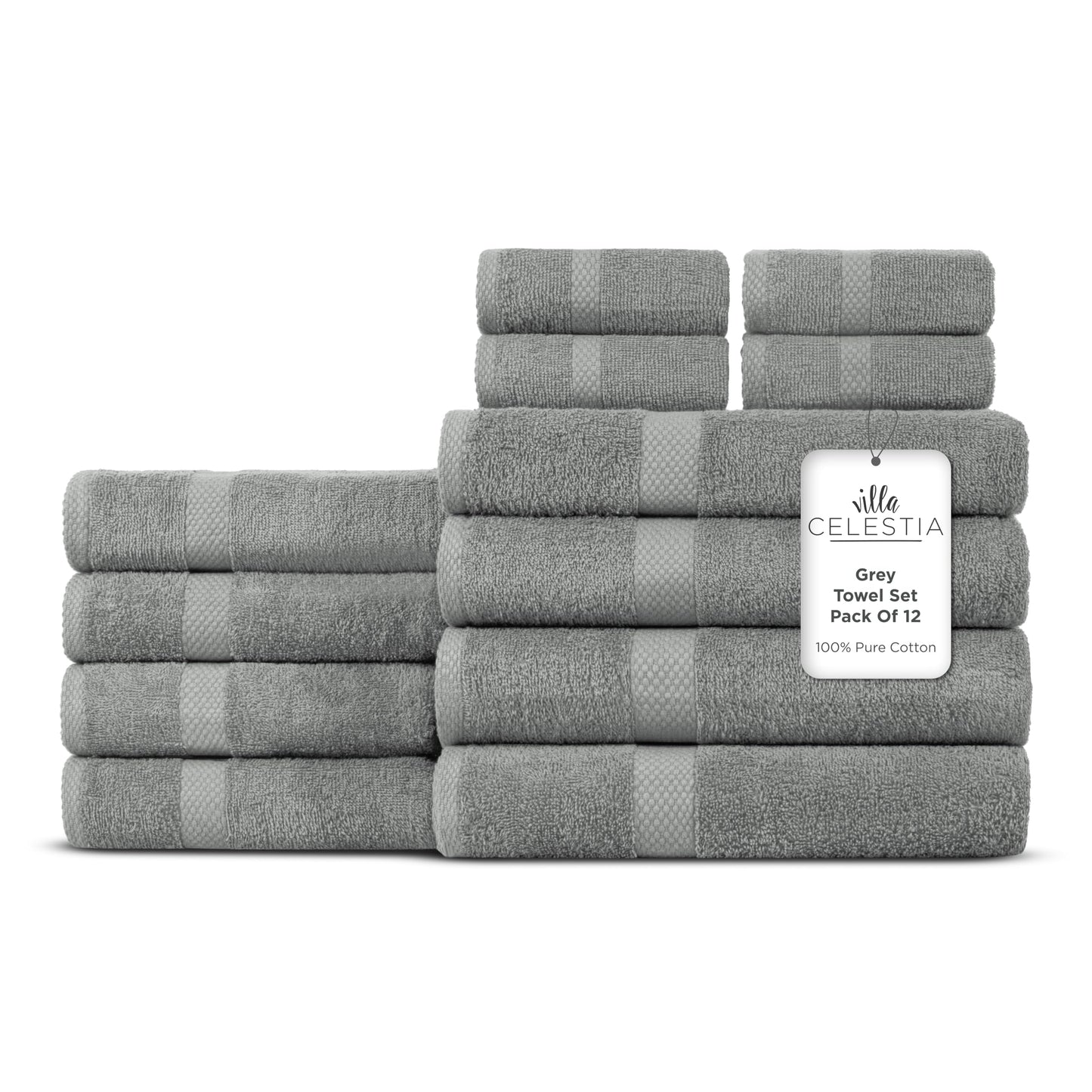 600 GSM 100% Cotton Bath Towels, Grey, Set of 4, Highly Absorbent, Plush, Soft, Quick Dry, 4 Pieces Combed Cotton Luxury Towels for Hotels, Spa, Salon, Bathroom, Dorm, Pack of 4