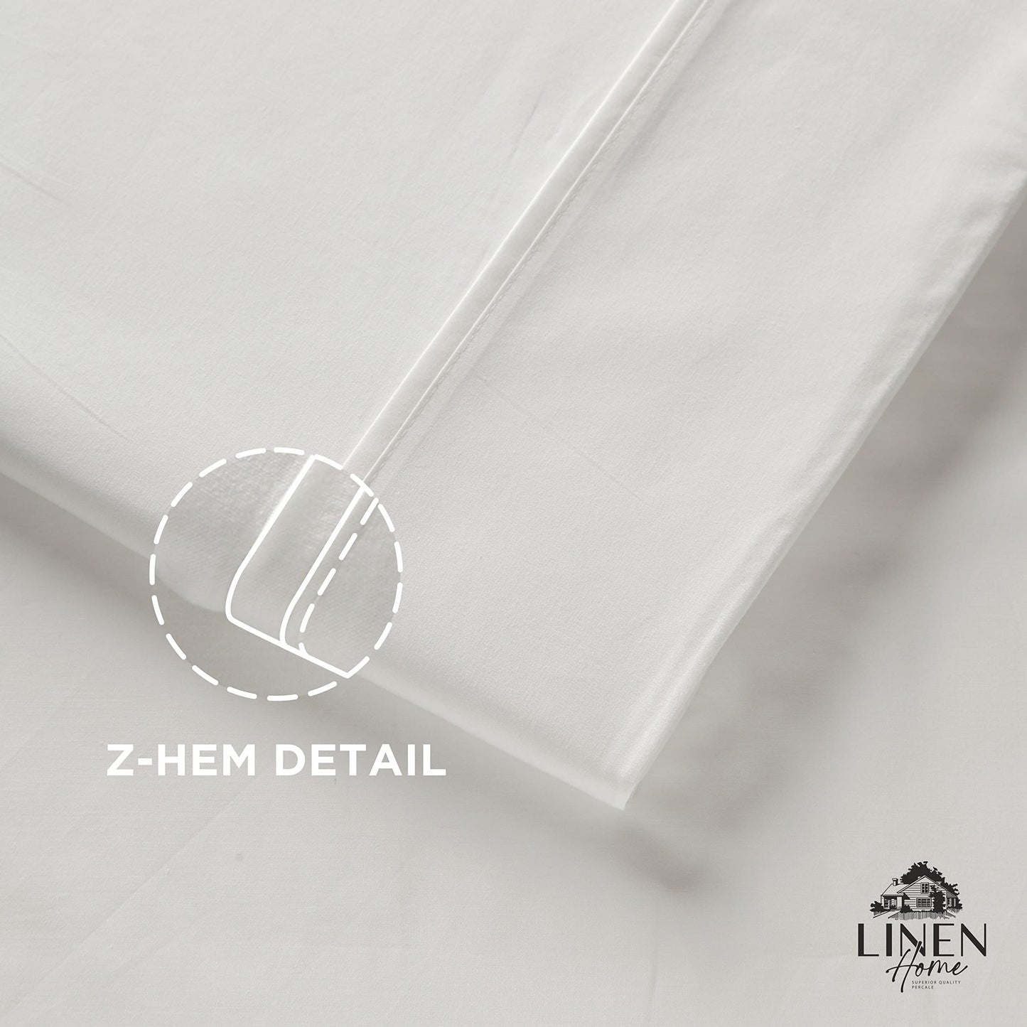 Linen Home 100% Cotton Percale Pillowcases King Size, Baby Blue, 2 Pieces of Pillow Case, Crisp and Cool Strong Bed Linen, 20 inches X 40 inches