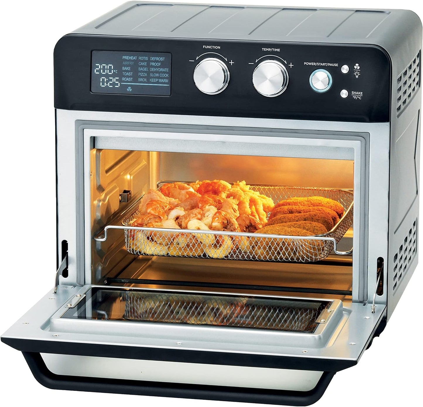 Kenwood 2-in-1 25L Toaster Oven+Air Fryer - Oven Toaster Grill with Large Capacity, Rotisserie Function for Frying, Roasting, Grilling, Broiling, Baking, Browning, Defrosting,Heating MOA25.600BK Black
