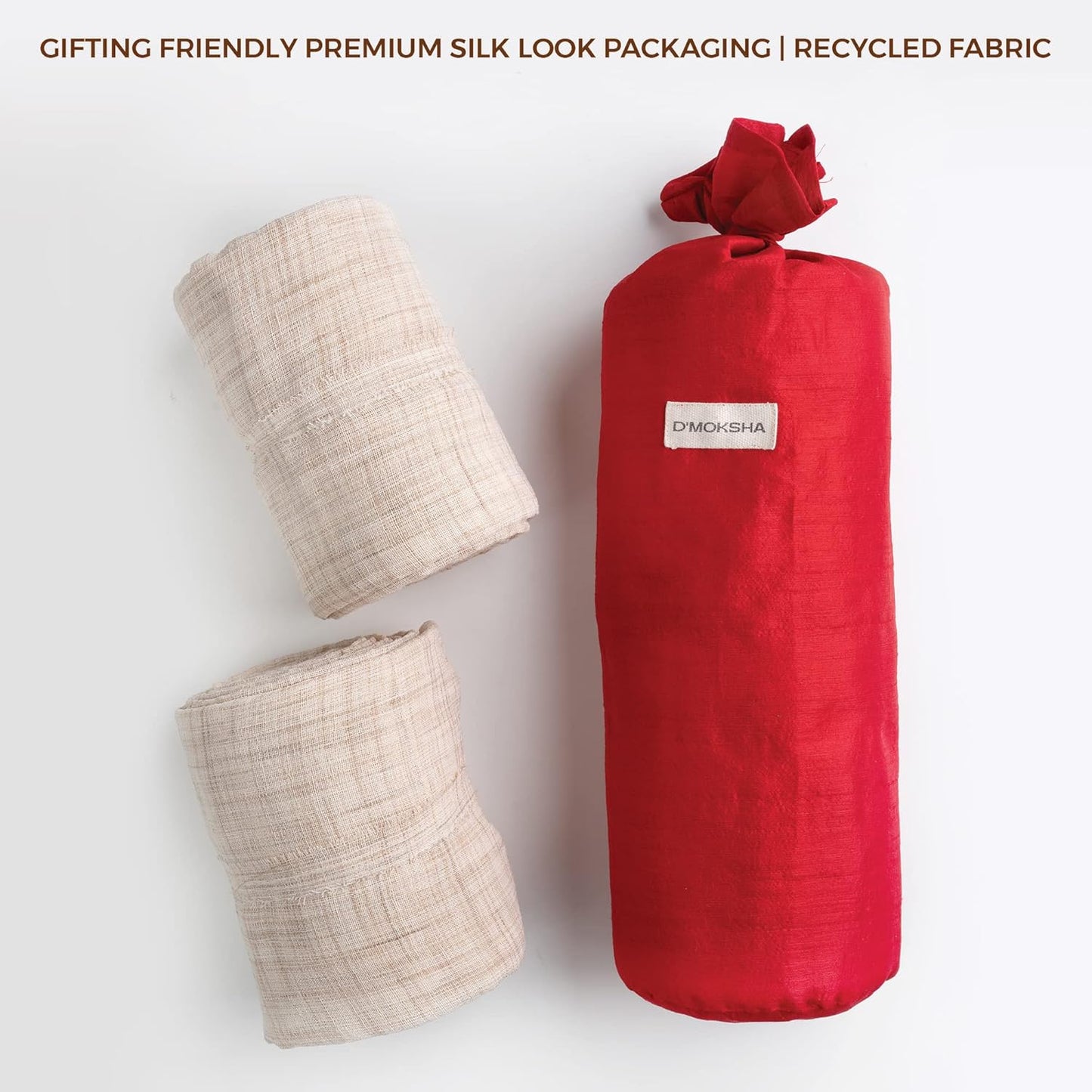 D'Moksha Homes White and Grey Faux Linen Curtains 63 Inches Long - 52 x 63 Inch 2 Panels Light Filtering Rod Pocket Sheer Curtains - Recycled Fabric Faux Jute - Window Treatment for Living Room