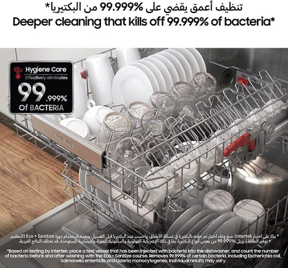 Samsung Freestanding Dishwasher with High Energy Efficiency, 14 Place Settings, Black, Smartphone Compatible, DW60A8050FG/GU, 1 Year Warranty