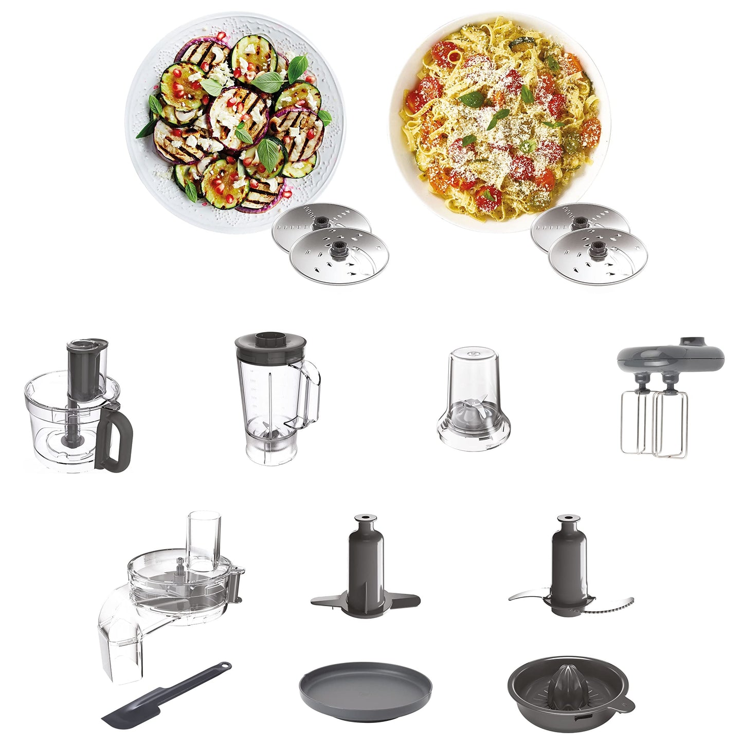 Kenwood Food Processor 1000W With Glass Blender, Glass Mill, Juicer Extractror, Dual Metal Whisk, Dough Maker, Citrus Juicer, Express Serve/Salad Maker, Kitchen Scale/Weighing Tray Fdm71.980Ss Silver