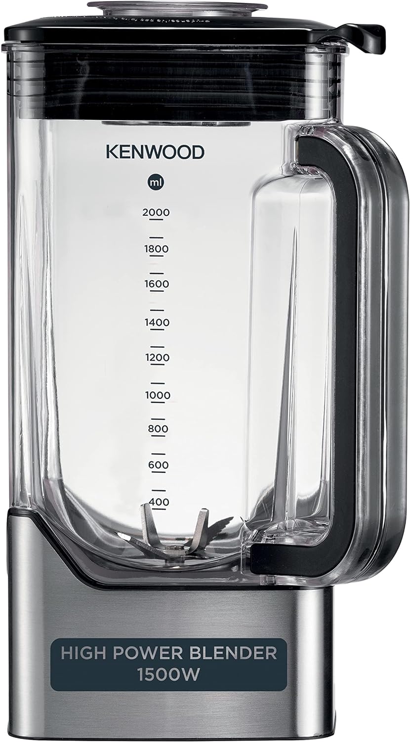 Kenwood Premium Power Blender 1500W Smoothie Blender With 2L Tritan Jar, 500ML Smoothie2Go Bottle & Lid, Blender Tamper/Food Presser, 6 Speed+3 Preset Programs, Ice Crush Function Blm91.640Ss Silver