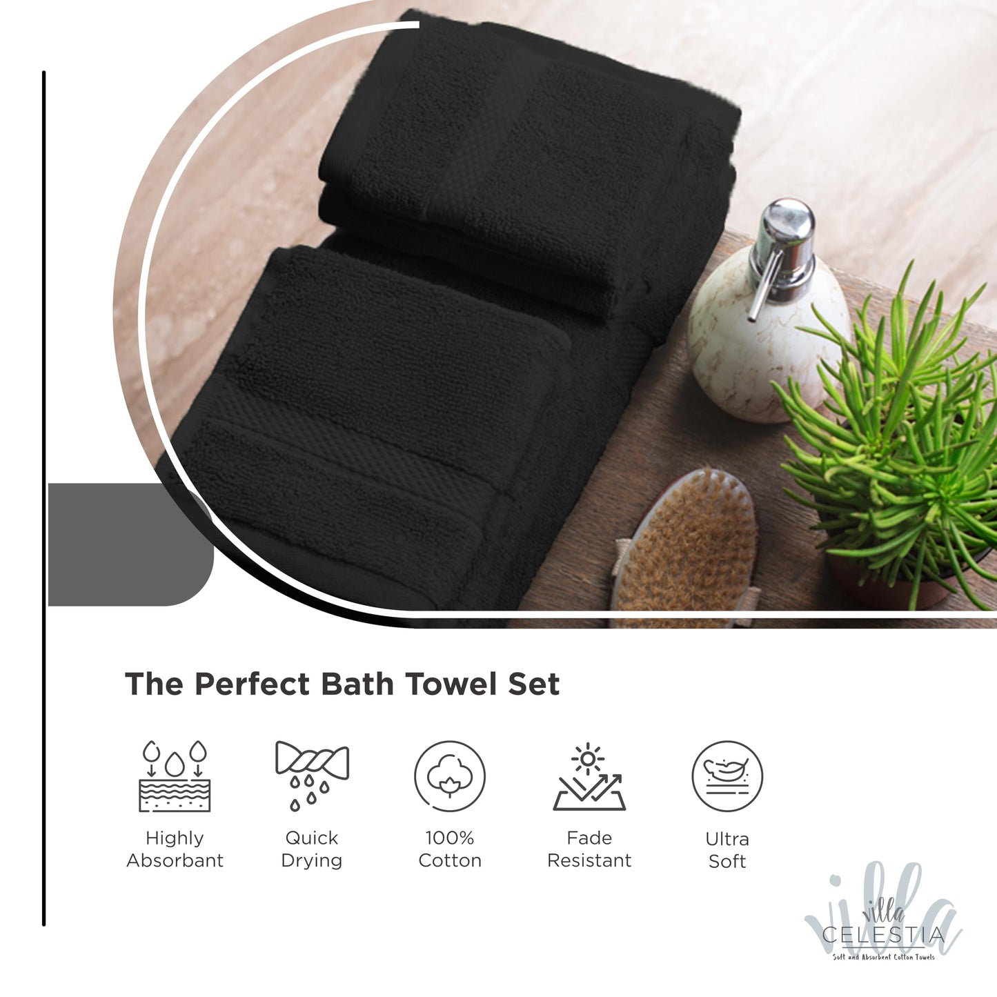 600 GSM 100% Cotton Bath Towels, Grey, Set of 4, Highly Absorbent, Plush, Soft, Quick Dry, 4 Pieces Combed Cotton Luxury Towels for Hotels, Spa, Salon, Bathroom, Dorm, Pack of 4
