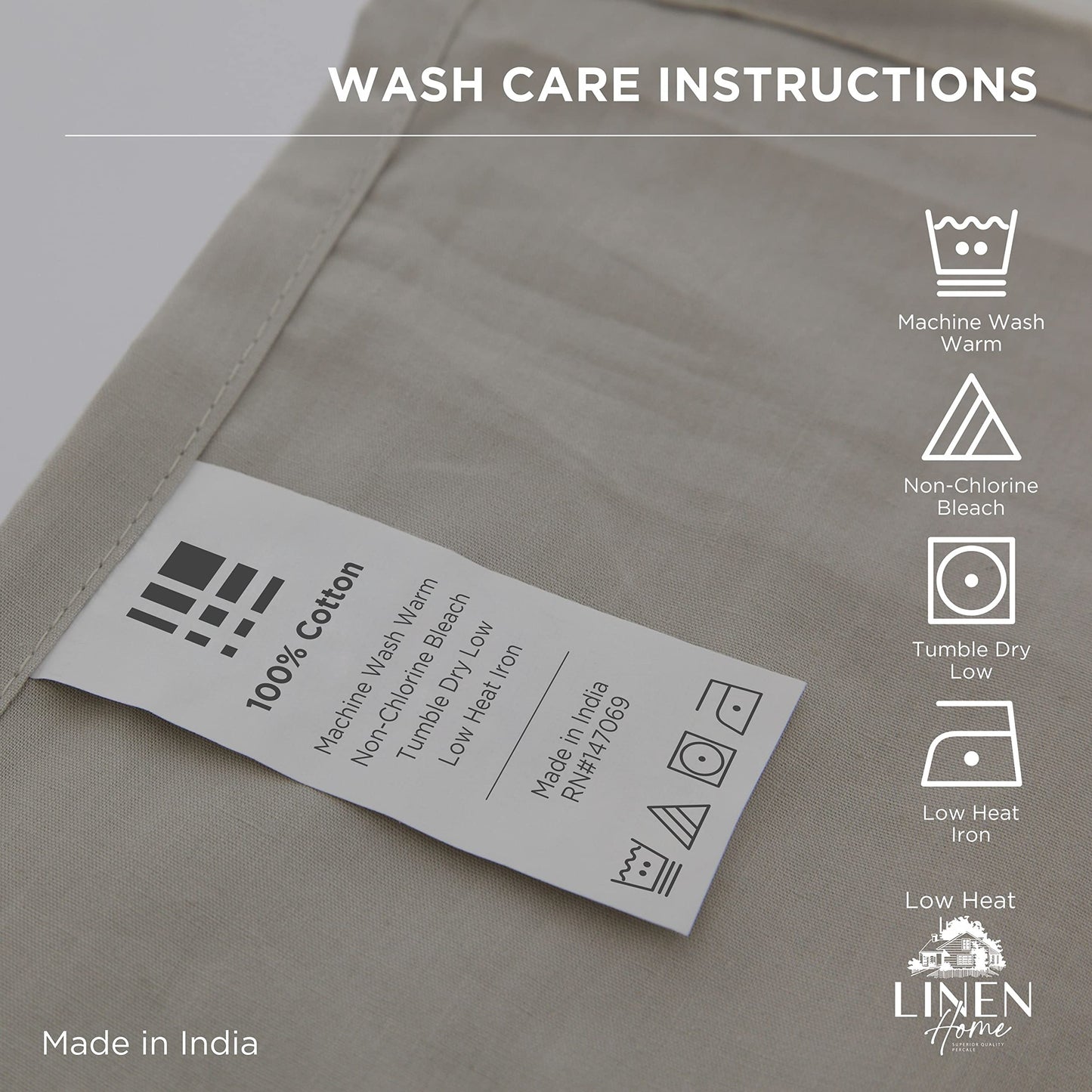 Linen Home 100% Cotton Percale 1 Flat Sheet, Full Size - Crisp, Cool and Strong Bed Linen, Luxury Breathable Sheet, Pastel Turk