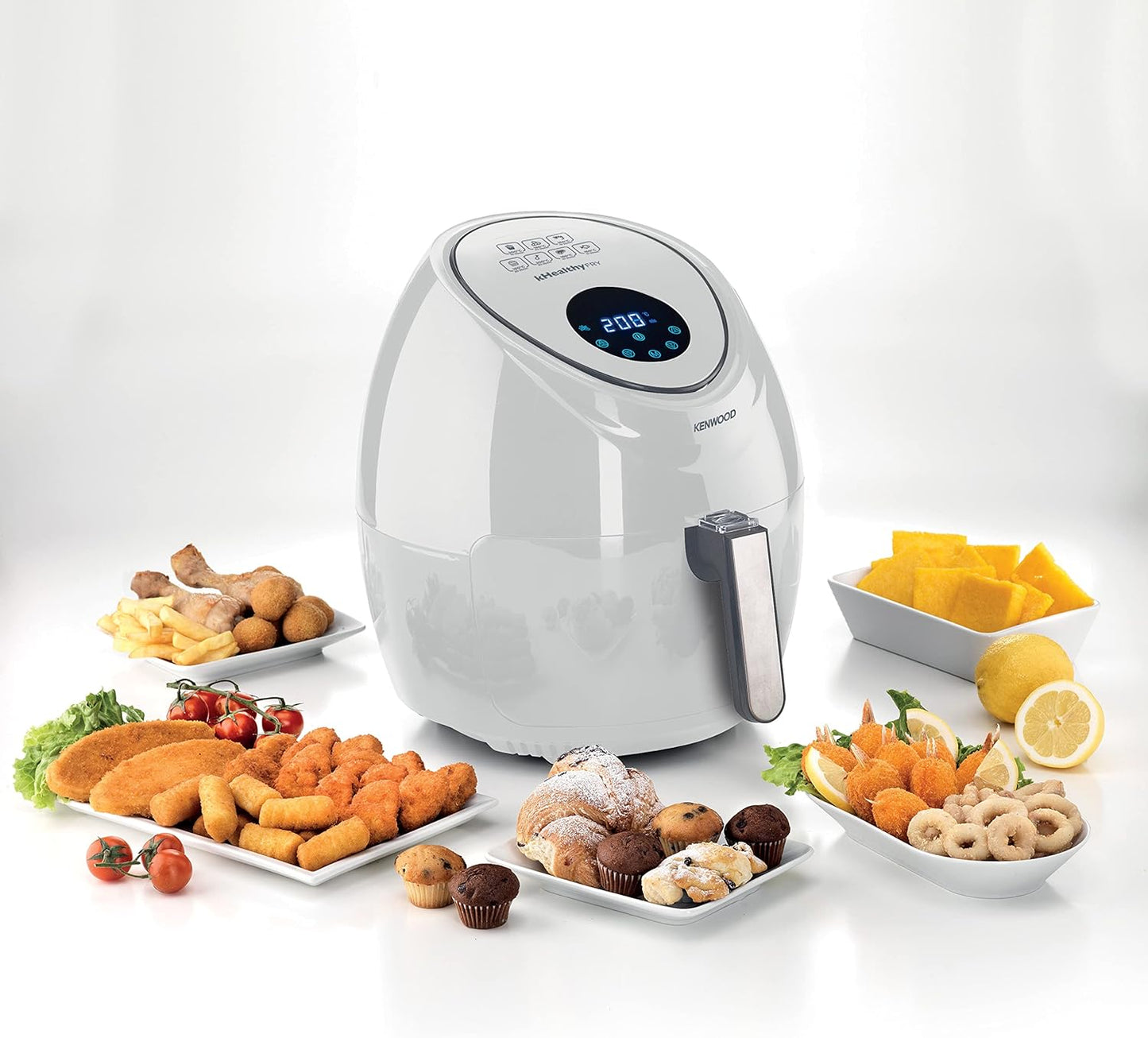 Kenwood Digital Air Fryer XXL 5.5L 2.4KG 1800W with Rapid Hot Air Circulation for Frying, Grilling, Broiling, Roasting, Baking and Toasting HFP50.000WH, White