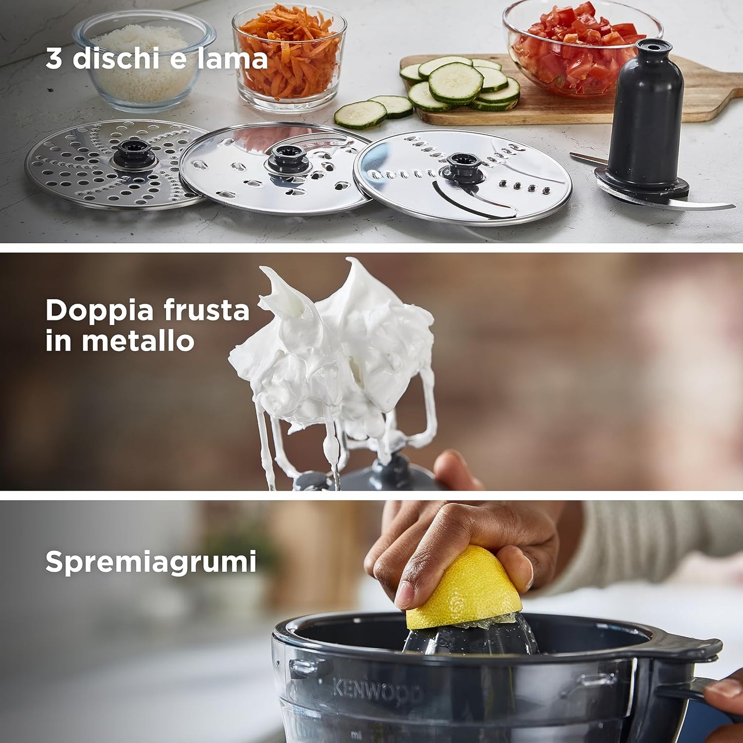 Kenwood Food Processor 1000W Multi-Functional With 3 Stainless Steel Disks, Glass Blender, Chopper Bowl, Grinder Mill, Juicer Extractror, Dual Metal Whisk, Dough Maker, Citrus Juicer Fdm788Ba Silver