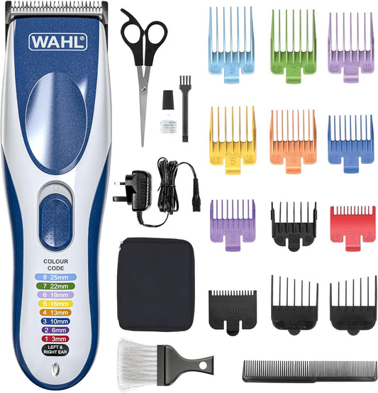 Wahl Colour Pro Cordless Clipper Kit, Soft Hairbrush Neck Duster, 12 Colour Coded Guide Combs, Hair Clippers for Men, Head Shaver, Men's Hair Clippers, Easy Home Haircutting, Family Haircuts