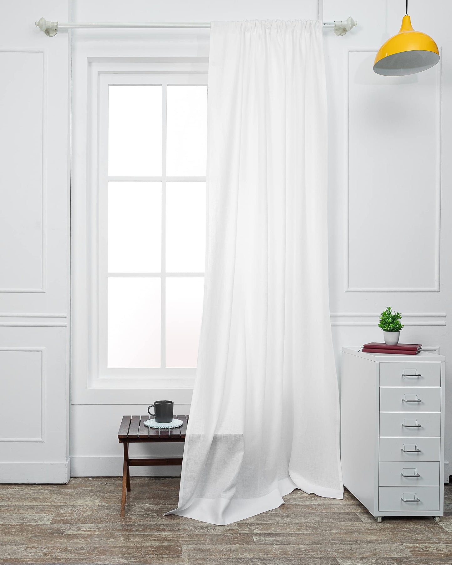 D'Moksha Homes Black Linen Curtain 84 Inch - Light Filtering Rod Pocket Curtain 52 x 84 Inch 1 Panel - 100% Pure Linen European Flax Window Treatment for Living Room, Bedroom