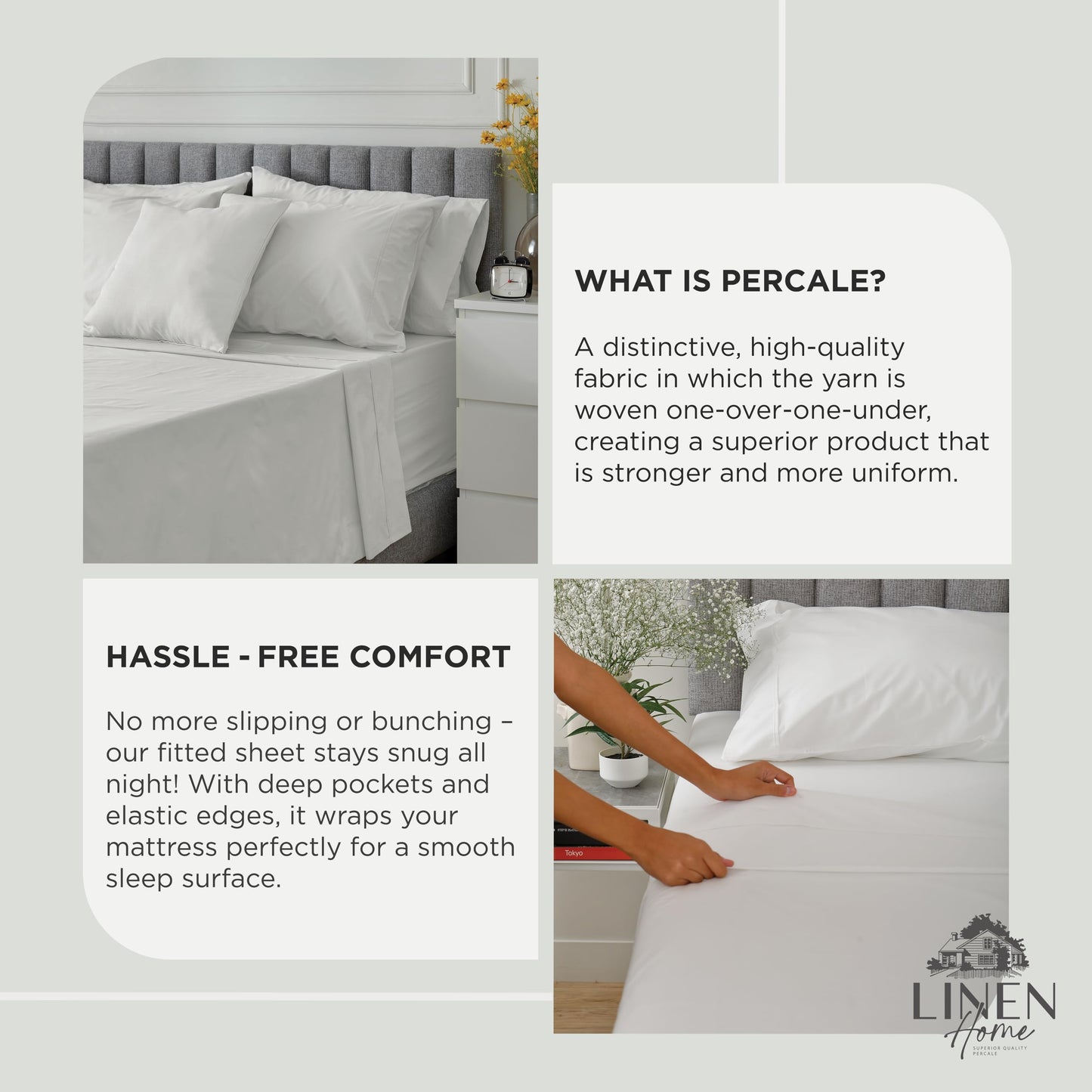 Linen Home 600 Thread Count King Pillowcase Set | 100% Long-Staple Cotton Pillow Cases | Soft & Smooth Luxury Satin Set of 2 Pillowcases | 4 Inch Z Hem | Baby Blue