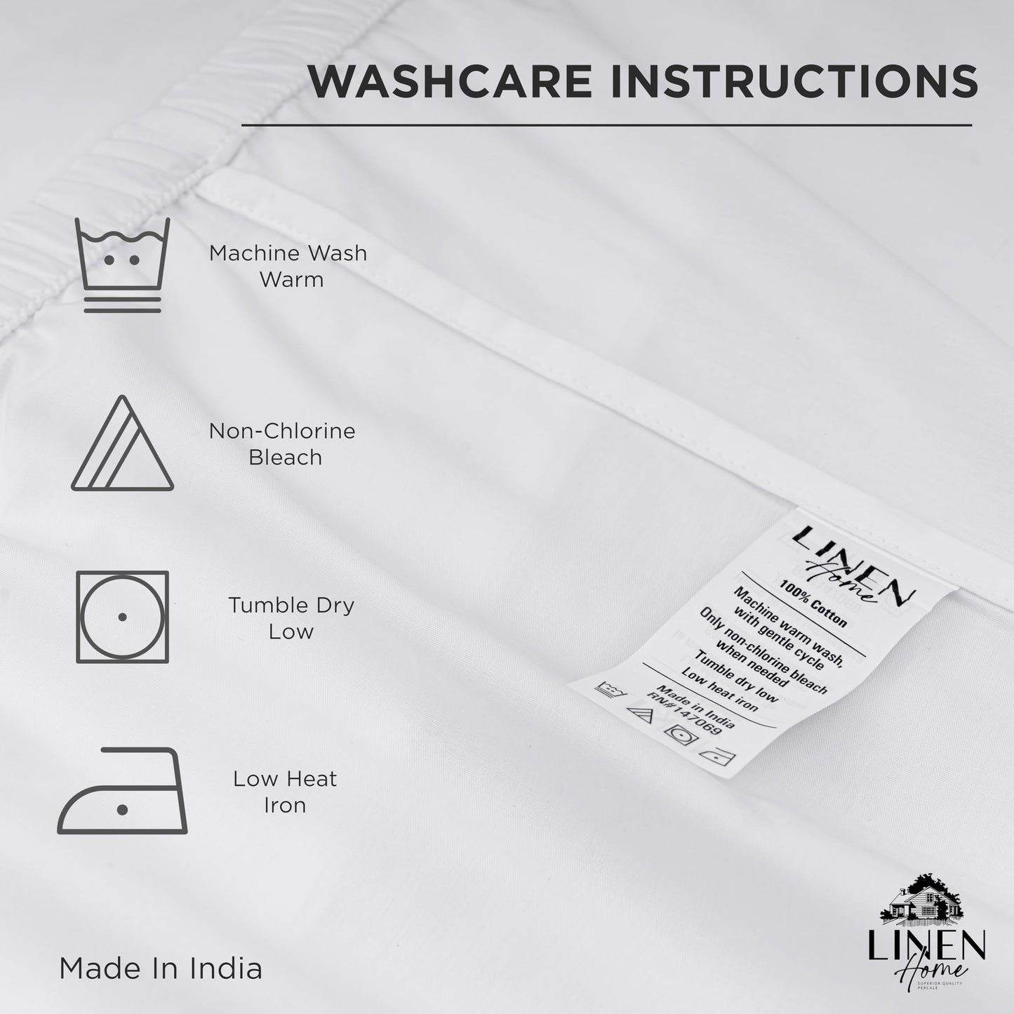 Linen Home 100% Cotton Percale Weave Fitted Sheet, Full Size, Charcoal, 1 Deep Pocket Fitted Sheet, Fits Mattress Upto 16" Crisp and Cool Strong Bed Linen, 54"X75"+15"