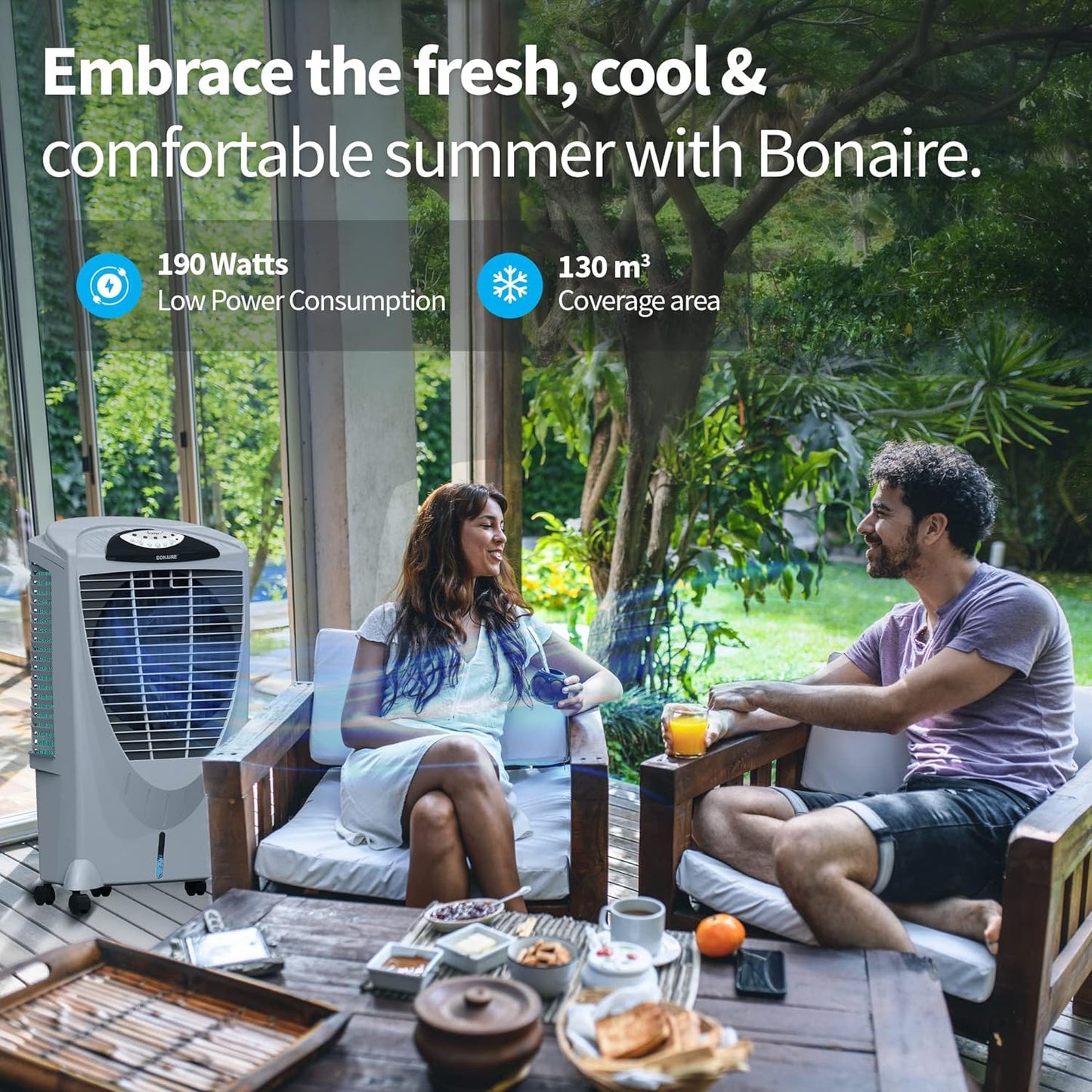 Bonaire Durango Portable Evaporative Air Cooler Conditioner 3100 CFM with Remote Control 950 sq. ft. Coverage, Swamp Cooler for Indoor, Outdoor, Commercial, Home, 15 Gallon