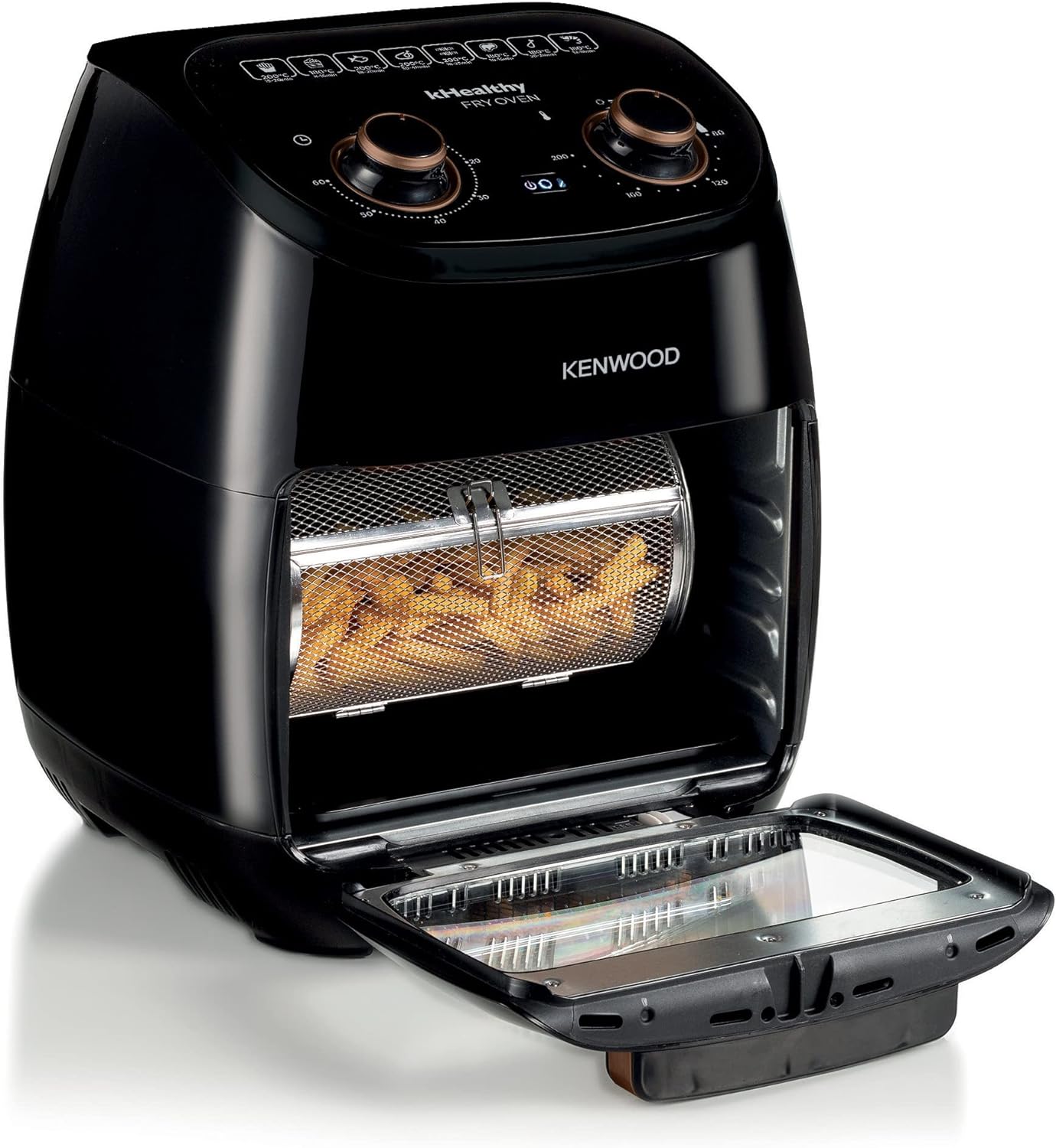 Kenwood 2-in-1 25L Toaster Oven+Air Fryer - Oven Toaster Grill with Large Capacity, Rotisserie Function for Frying, Roasting, Grilling, Broiling, Baking, Browning, Defrosting,Heating MOA25.600BK Black