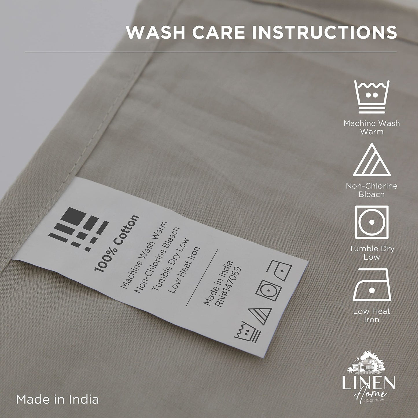 Linen Home 100% Cotton Percale 1 Flat Sheet, King Size - Crisp, Cool and Strong Bed Linen, Luxury Breathable Sheet, Baby Blue