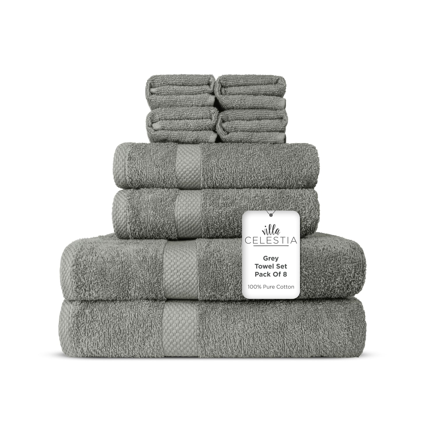600 GSM 100% Cotton Bath Towels, Grey, Set of 4, Highly Absorbent, Plush, Soft, Quick Dry, 4 Pieces Combed Cotton Luxury Towels for Hotels, Spa, Salon, Bathroom, Dorm, Pack of 4