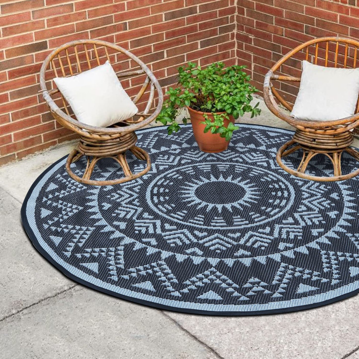 Lavish Touch Plastic Rug Indoor Outdoor Waterproof, Washable, Reversible, for Deck, Porch, Patio, Balcony and RV Camping Rug