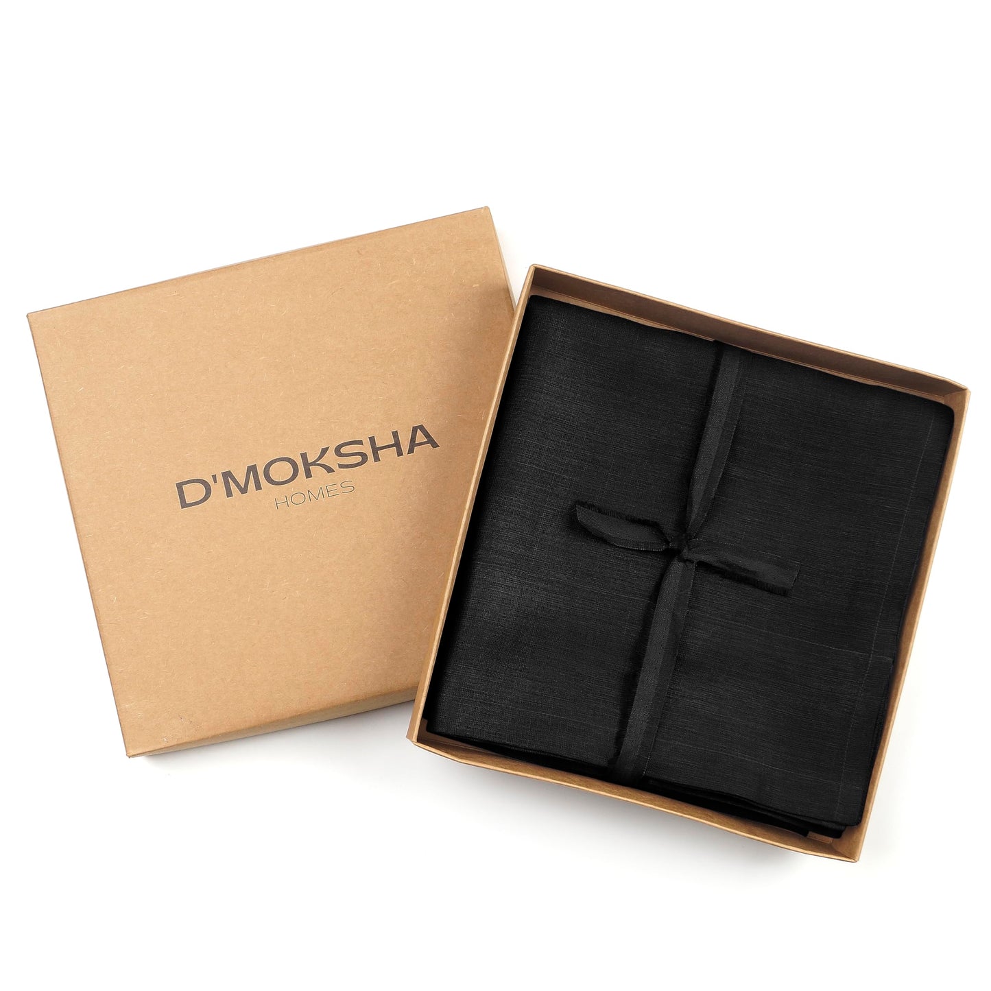 D'Moksha Homes Black Linen Curtain 52 x 96 Inch - Light Filtering Rod Pocket Curtain 96 Inch 1 Panel - 100% Pure Linen European Flax Window Treatment Panel for Living Room, Bedroom