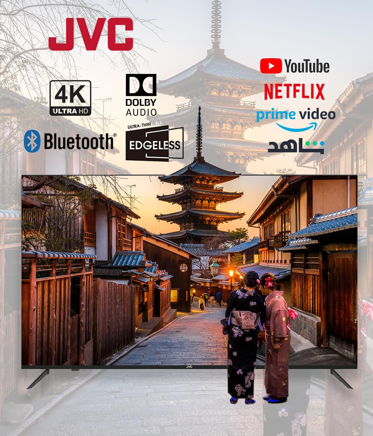 JVC 43-inch Edgeless 4K UHD Smart TV - 2024 New Model with Voice Air Mouse, Bluetooth and Dolby Audio LT-43N7115V