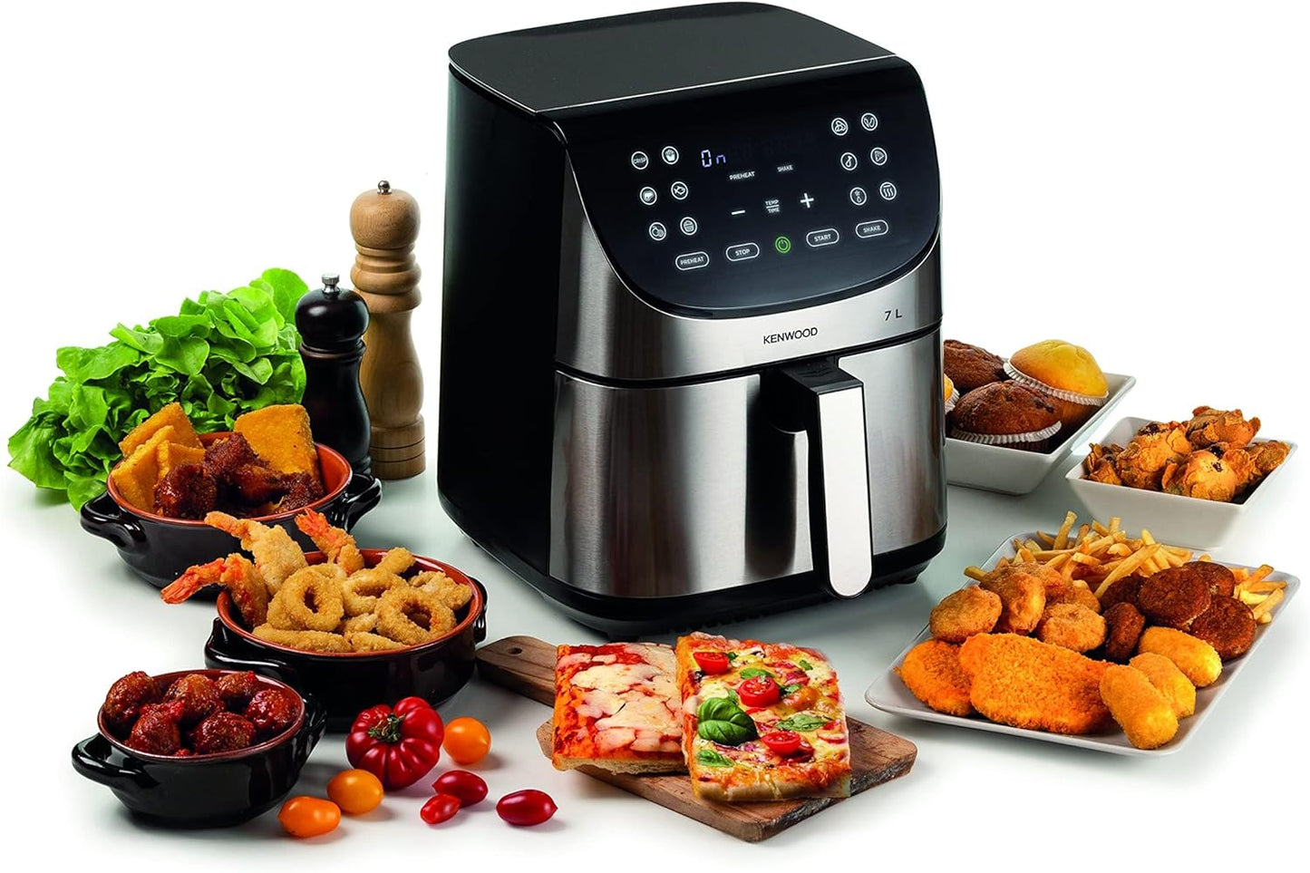 Kenwood Digital Air Fryer XXL 5.5L 2.4KG 1800W with Rapid Hot Air Circulation for Frying, Grilling, Broiling, Roasting, Baking and Toasting HFP50.000WH, White