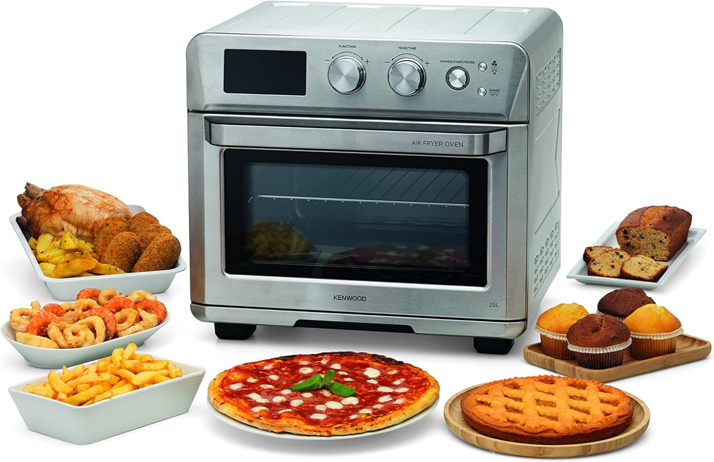 Kenwood 2-in-1 25L Toaster Oven+Air Fryer - Oven Toaster Grill with Large Capacity, Rotisserie Function for Frying, Roasting, Grilling, Broiling, Baking, Browning, Defrosting,Heating MOA25.600BK Black