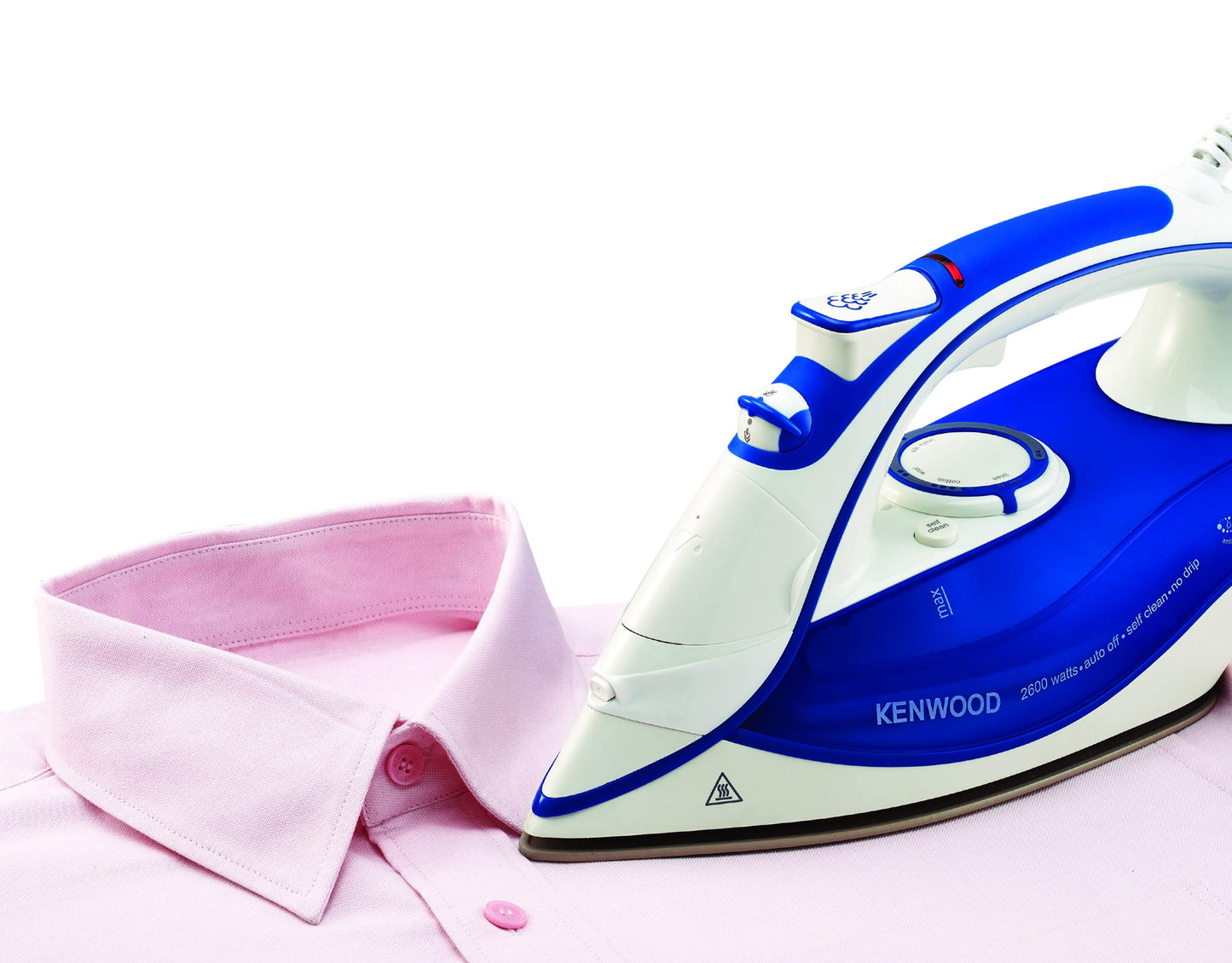 Kenwood Steam Iron 2200W with Ceramic Soleplate, Anti-Drip, Anti-Calc, Self Clean, Continuous Steam, Burst, Spray Function STP60.000WB White/Blue