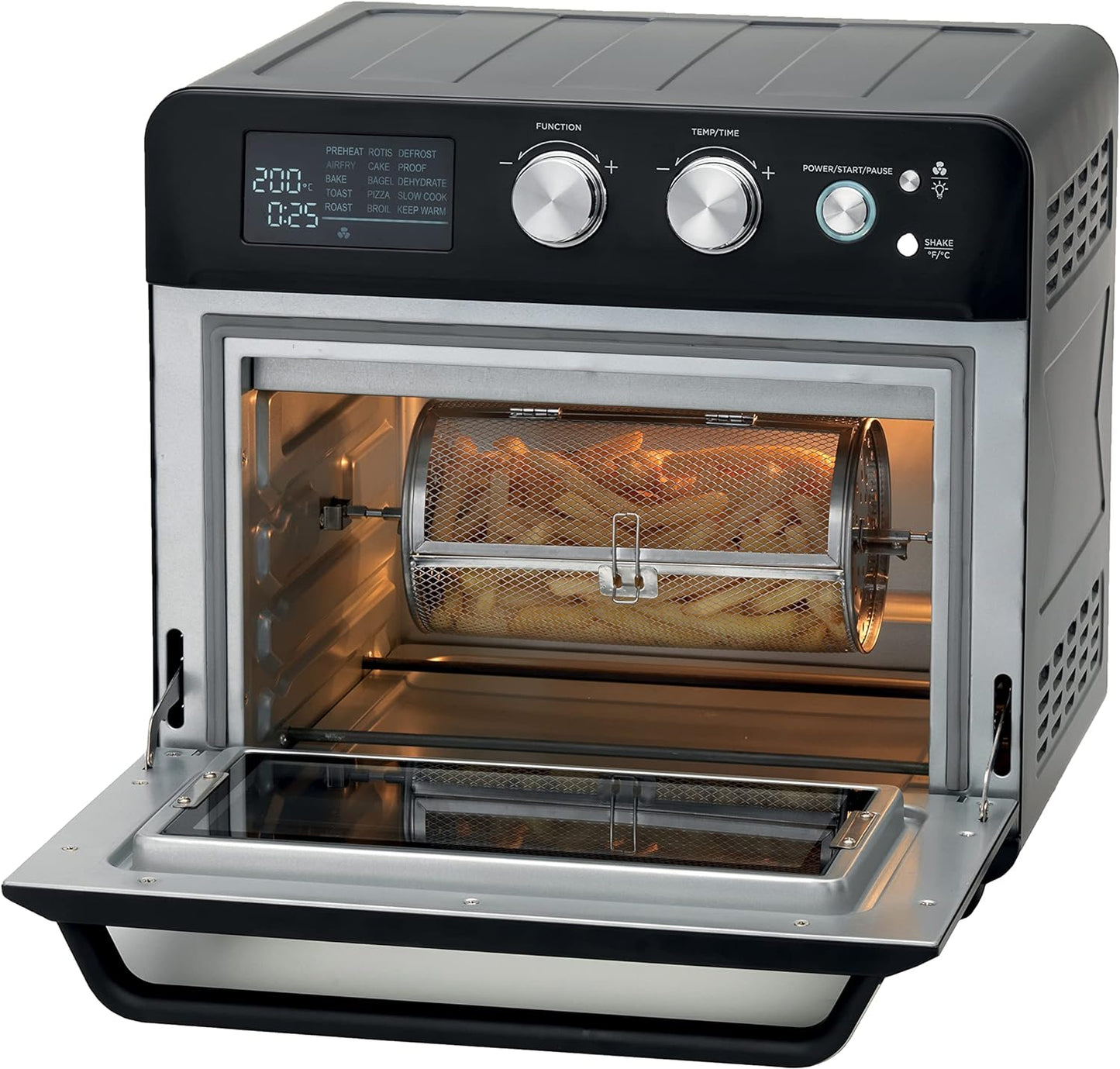 Kenwood 2-in-1 25L Toaster Oven+Air Fryer - Oven Toaster Grill with Large Capacity, Rotisserie Function for Frying, Roasting, Grilling, Broiling, Baking, Browning, Defrosting,Heating MOA25.600BK Black