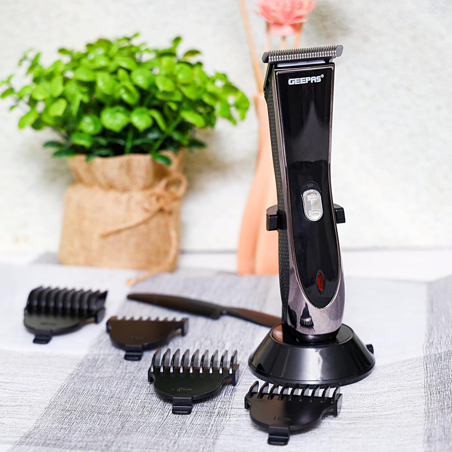 Geepas-Rechargeable Trimmer, Adjustable Trimming Guide, GTR56024 | Cordless Trimmer for Men's Beard | Charging Indicators | Hair Clipper & Beard Stubble Trimmer Kit