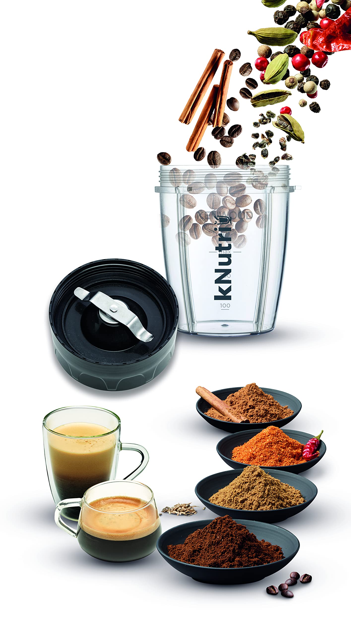 KENWOOD Personal Blender 350W Smoothie Blender/Smoothie Maker with 570ml & 400ml Tritan Smoothie2Go Bottle and Lid, Ice Crush Function BLM05.A0BK Black/Silver