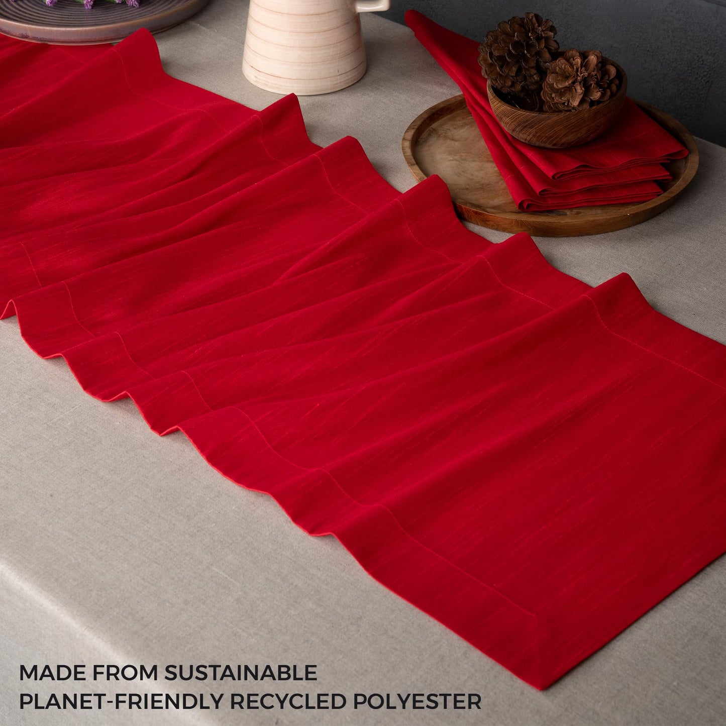 D'Moksha Homes Wine Red Table Runner 14 x 48 Inch - Vegan Silk, Elegant Wine Red Silk Table Runner 48 inch - Machine Washable for Coffee Tables, Fall, Halloween - 100% Cruelty Free, Recycled Fabric