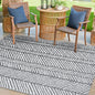 Indoor Outdoor Boho Easy Cleaning Plastic Straw Reversible Medium Area Rug for Backyard Patio Porch Camping Deck Picnic Travel, Orange Dawn & Natural White