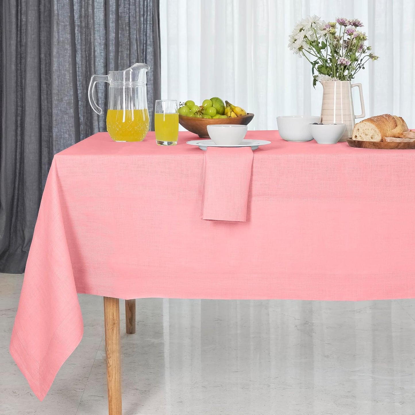 D'Moksha Homes Linen Tablecloth 60 x 102 Inch - 100% Pure Linen Sage Green Table Cloth for Rectangle Tables - Machine Washable Cloth Tablecloth for Summer, Fall and Halloween