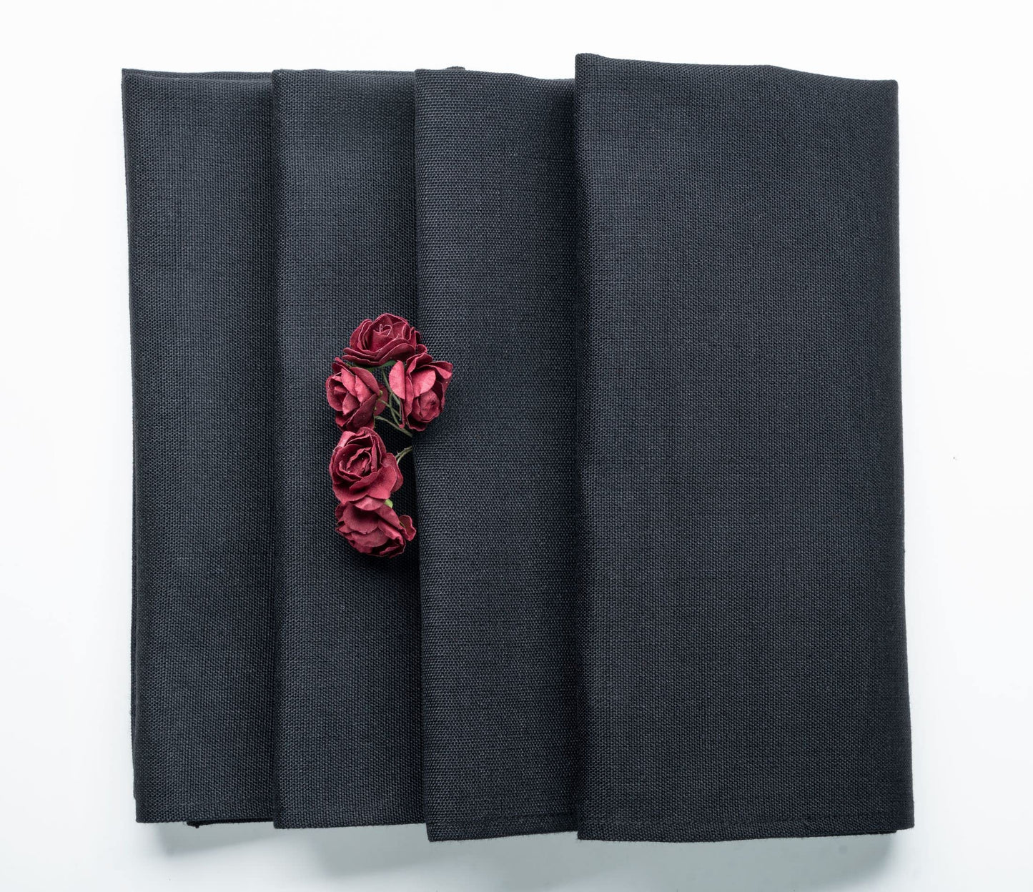 D'Moksha Homes Cloth Napkins 20 x 20 Inch Set of 4 - Premium Faux Linen Black Napkins - Wrinkle Resistant, Machine Washable Cloth - 100% Recycled Fabric Soft & Durable for Fall, Halloween